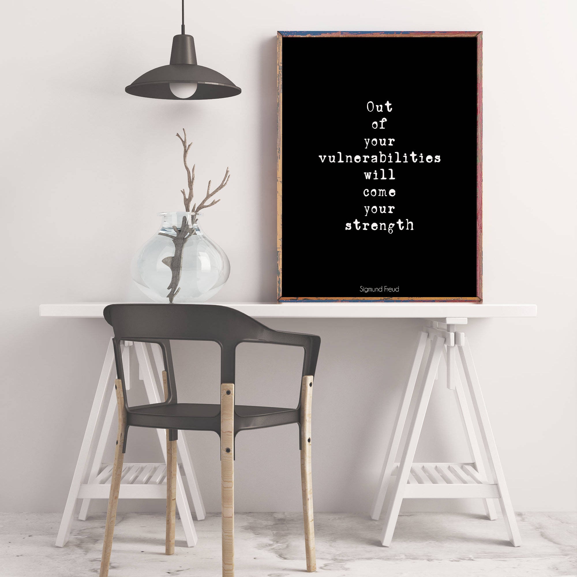 Sigmund Freud Strength Quote, Inspirational Psychology Unframed Framed Wall Art Prints