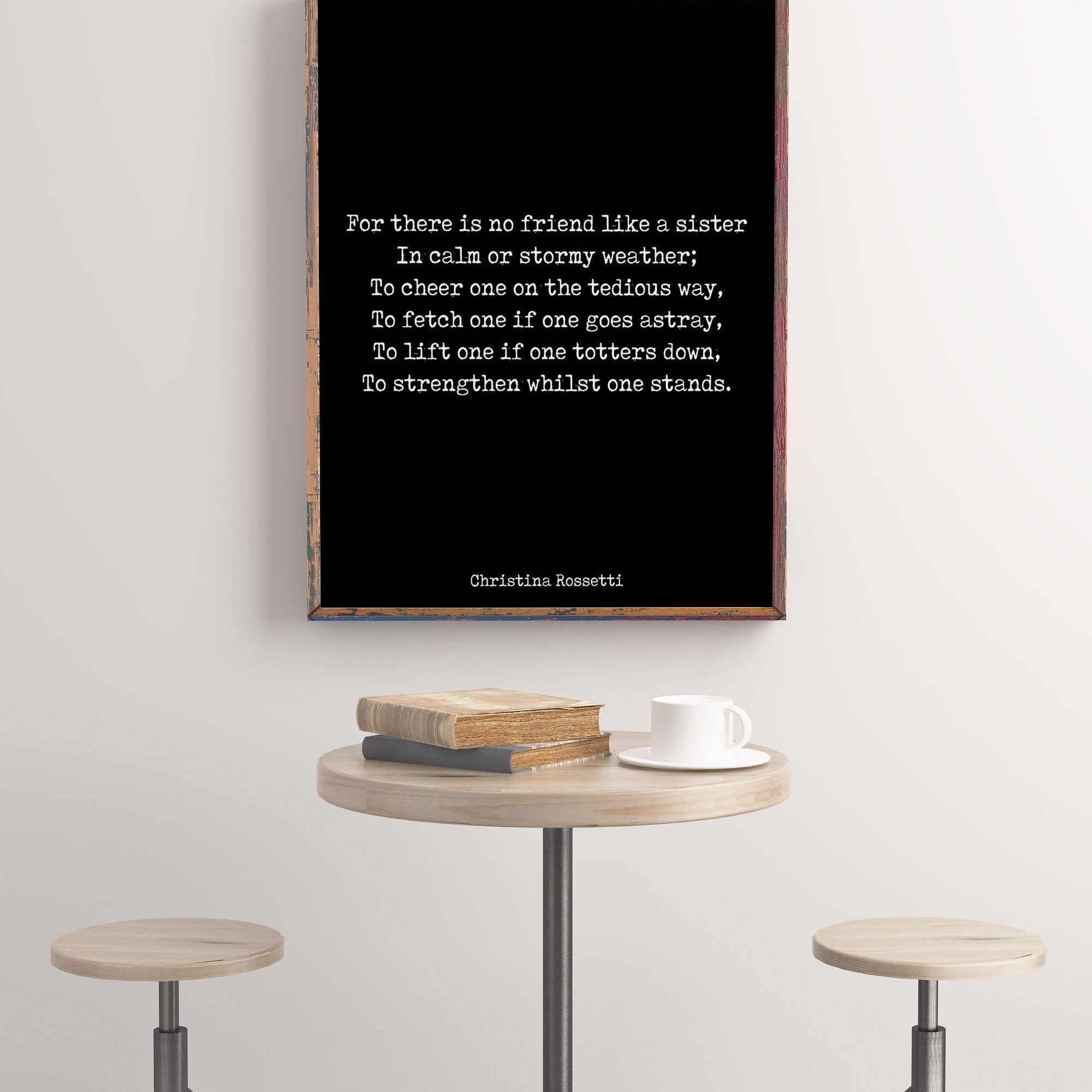 Large Wall Art No Friend Like A Sister Large Christina Rossetti Poem, Goblin Market Unframed Quote Print in Black & White