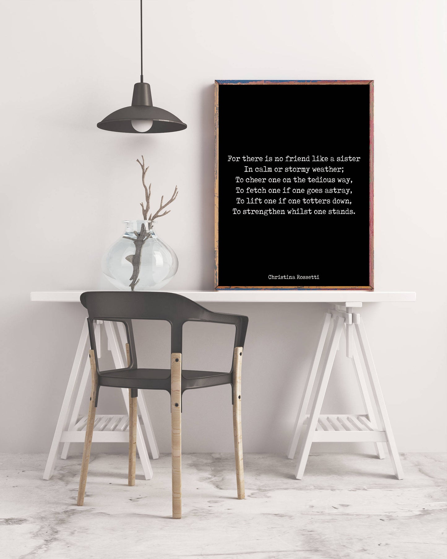 Sister Poem Print, Sisters Quote Print, Christina Rossetti Sister Gift Wall Art, No Friend Like A Sister Art Black & White Unframed - BookQuoteDecor