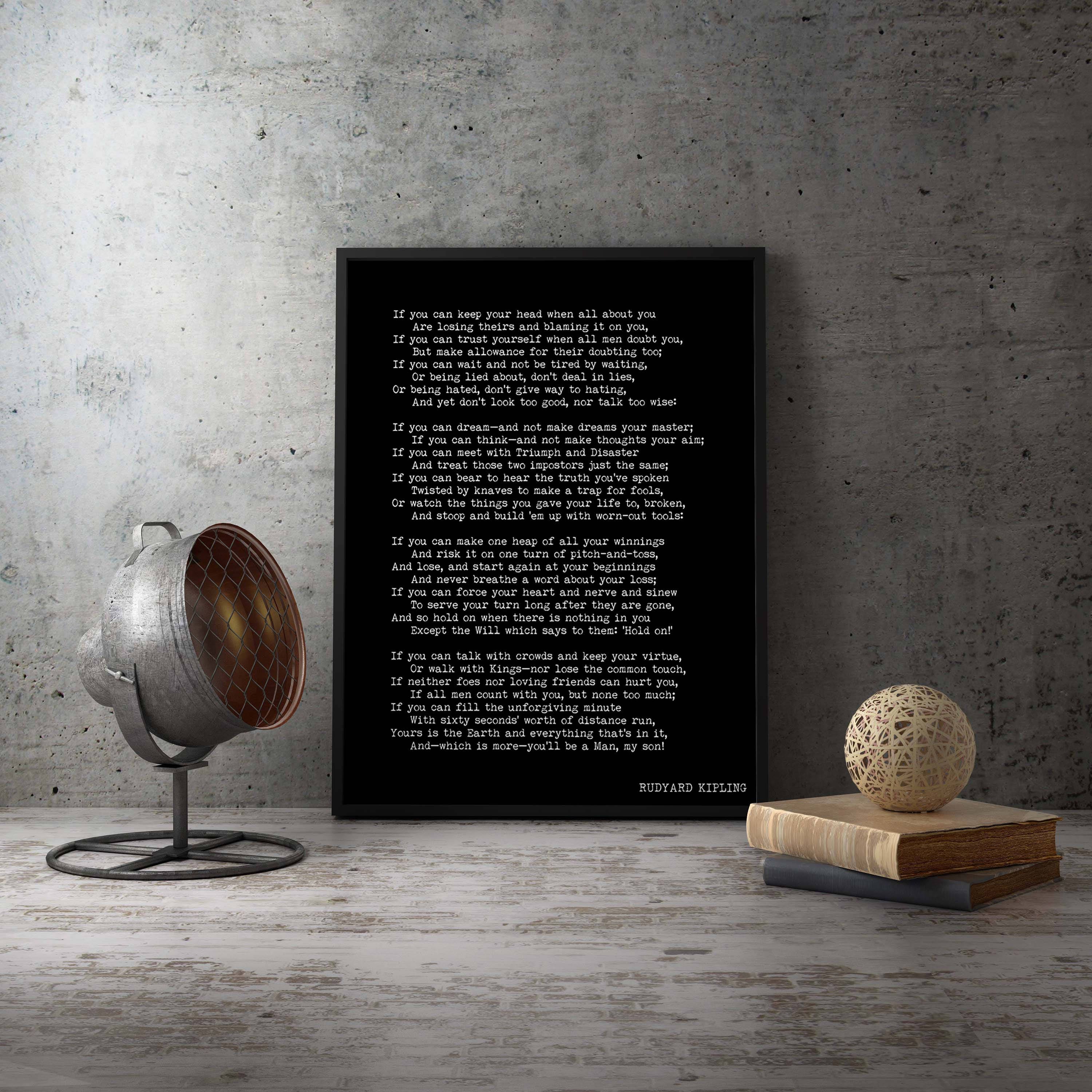 Large Framed Print Rudyard Kipling Poem 16x20 or 18x24, If Poetry Art Print