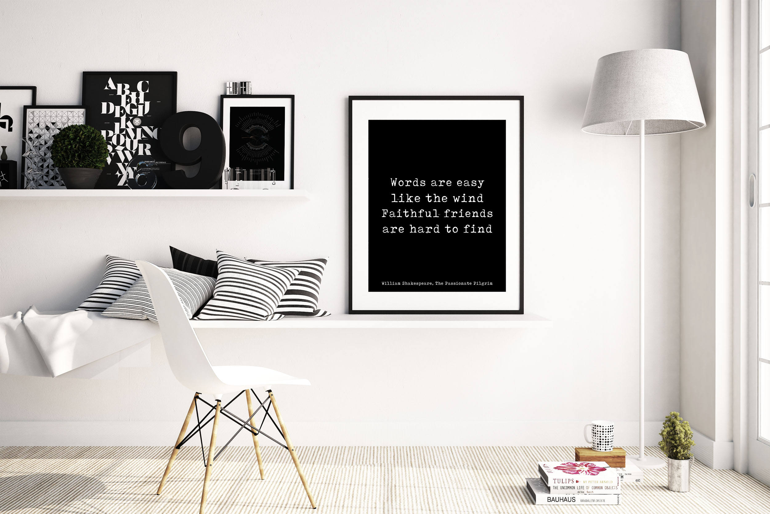 Shakespeare Friendship Quote Wall Art In Black & White, Perfect Gift For Best Friend, Faithful Friends Are Hard To Find Unframed - BookQuoteDecor