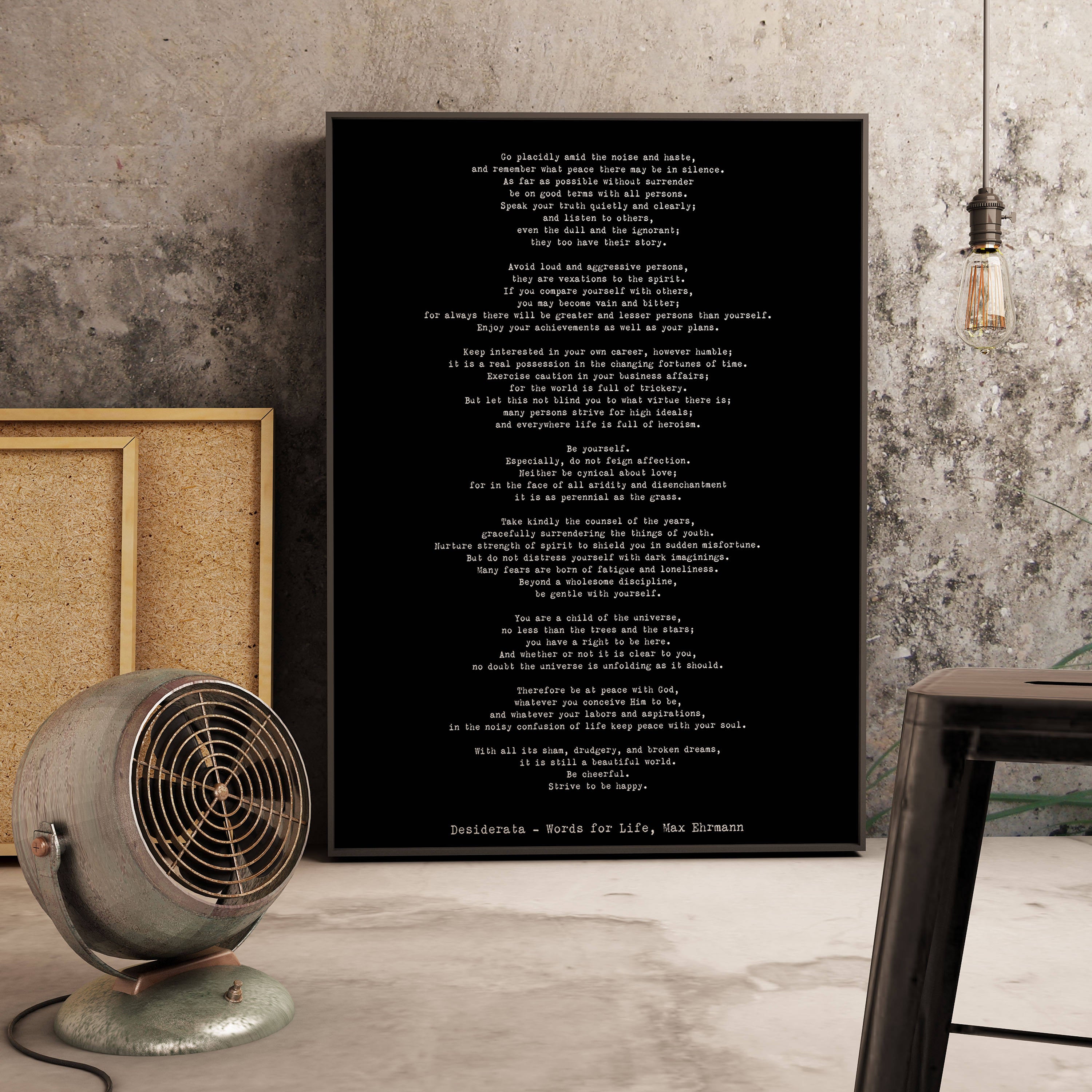 Print Desiderata Framed, 12x16 poem print, Max Ehrmann Framed Art Literary Poster, literary quote print, motivational poster - BookQuoteDecor