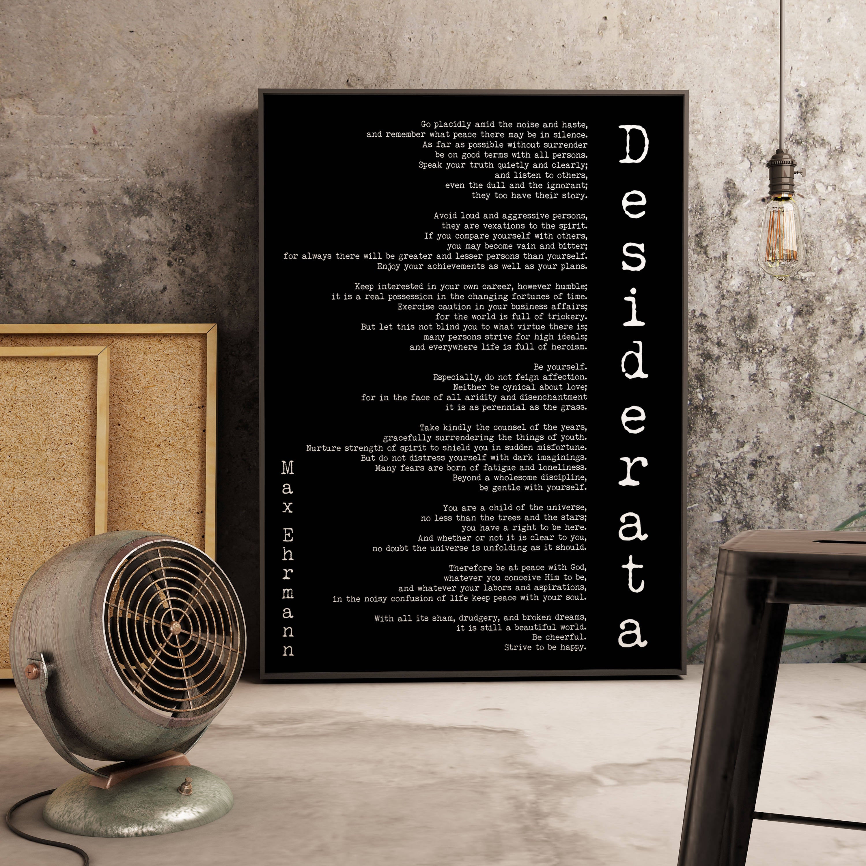 Art Print Framed Desiderata Poem - BookQuoteDecor