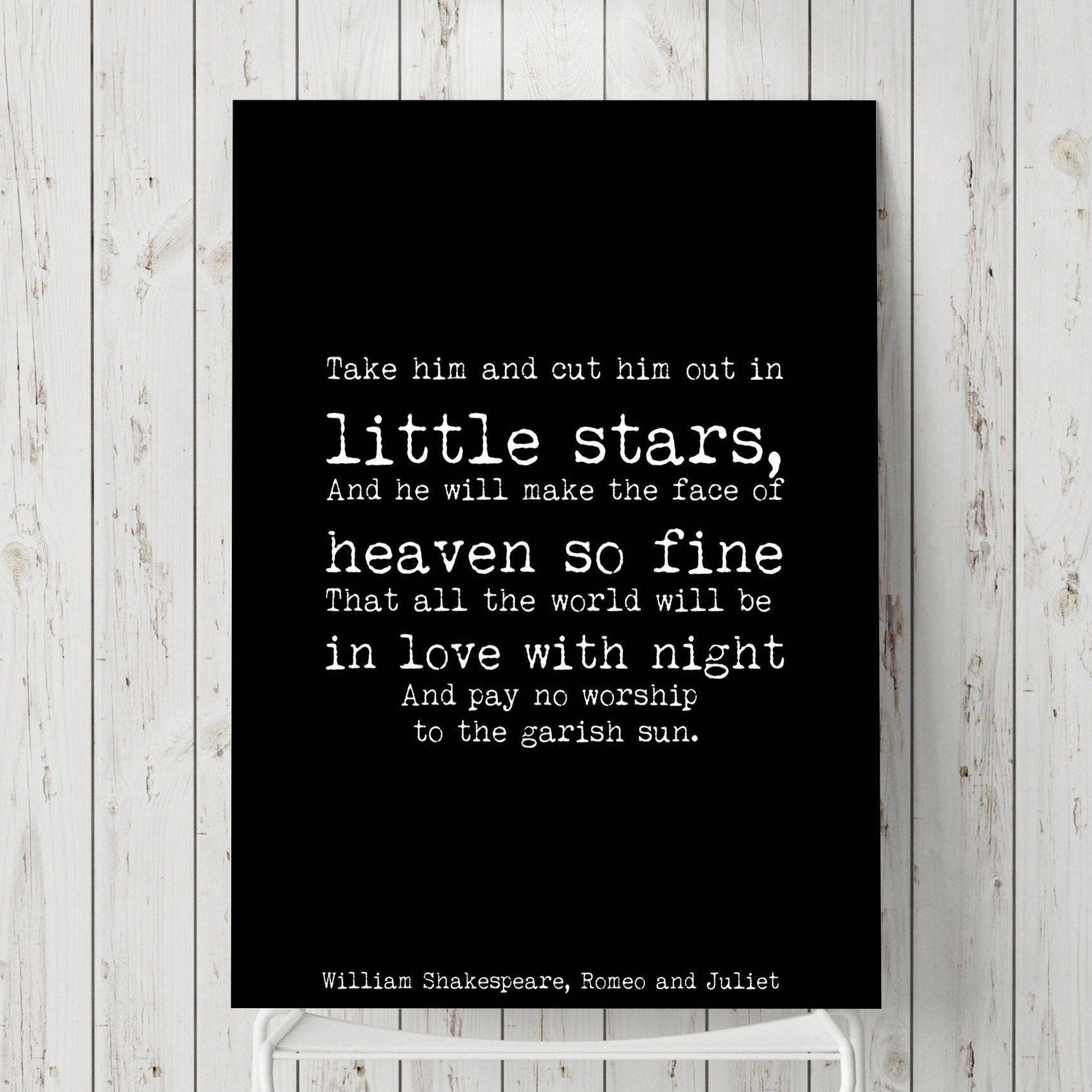 Heaven Quote Shakespeare Print, Romeo and Juliet Poster
