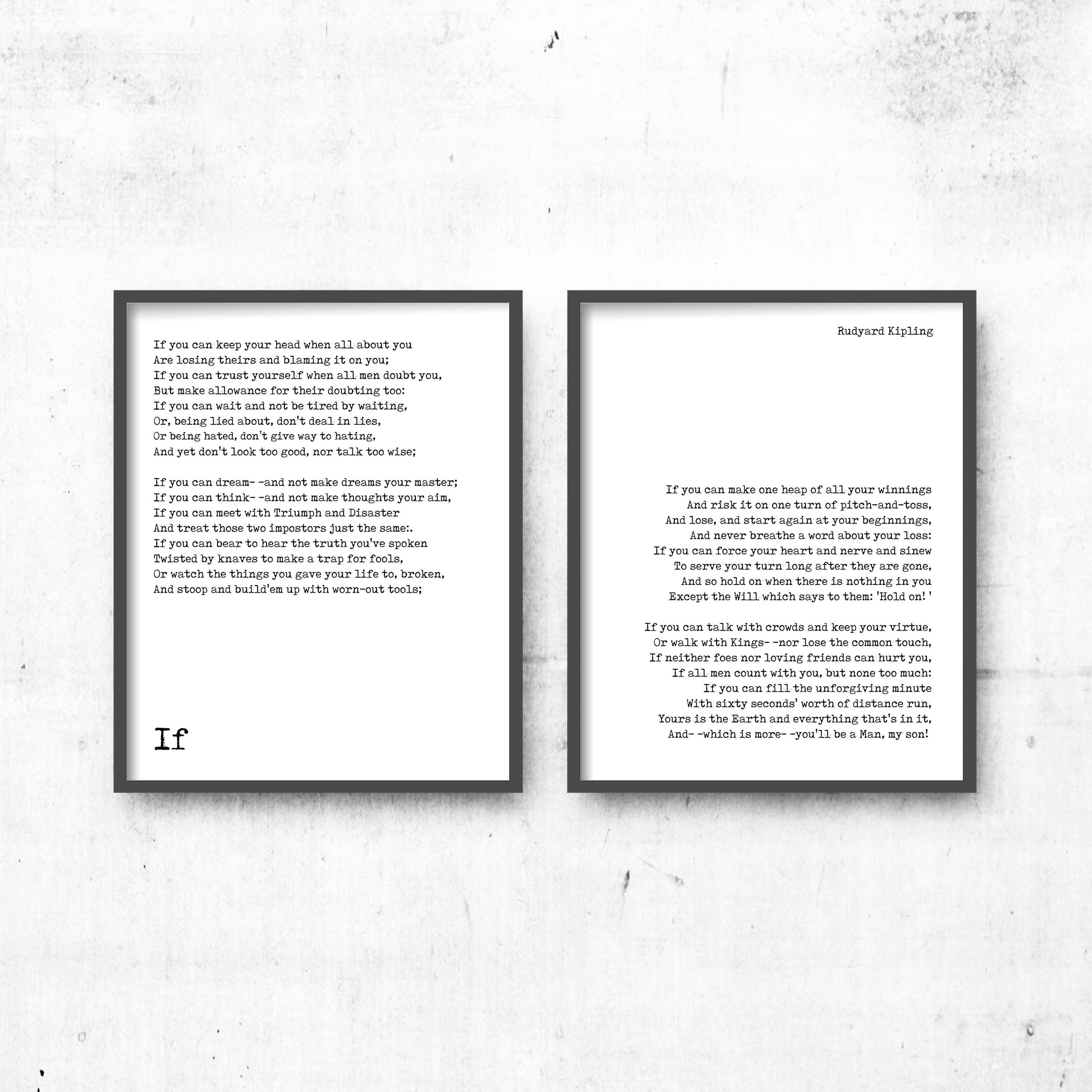 If by Kipling, If poem prints set of 2