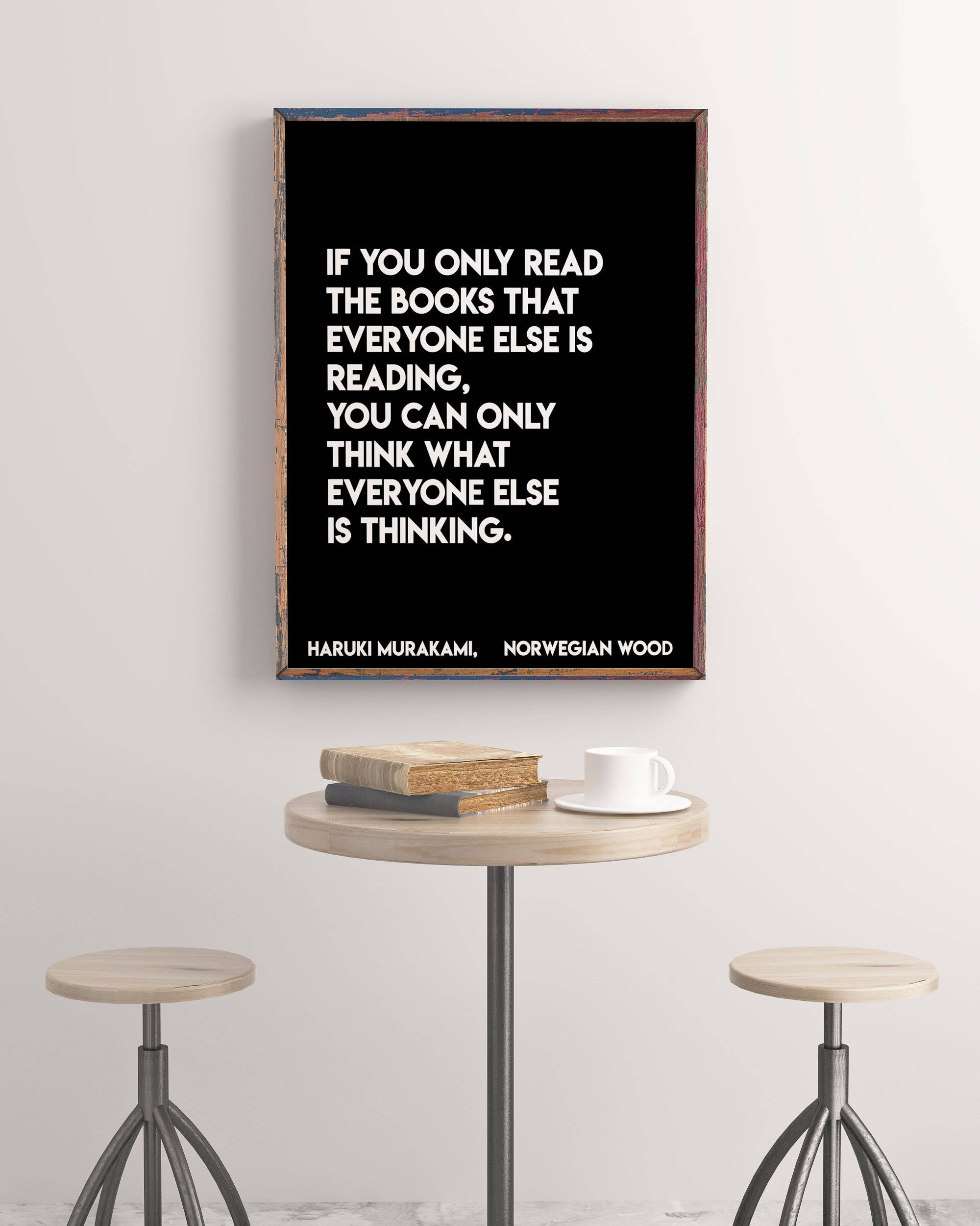 Haruki Murakami Book Reading Print - BookQuoteDecor