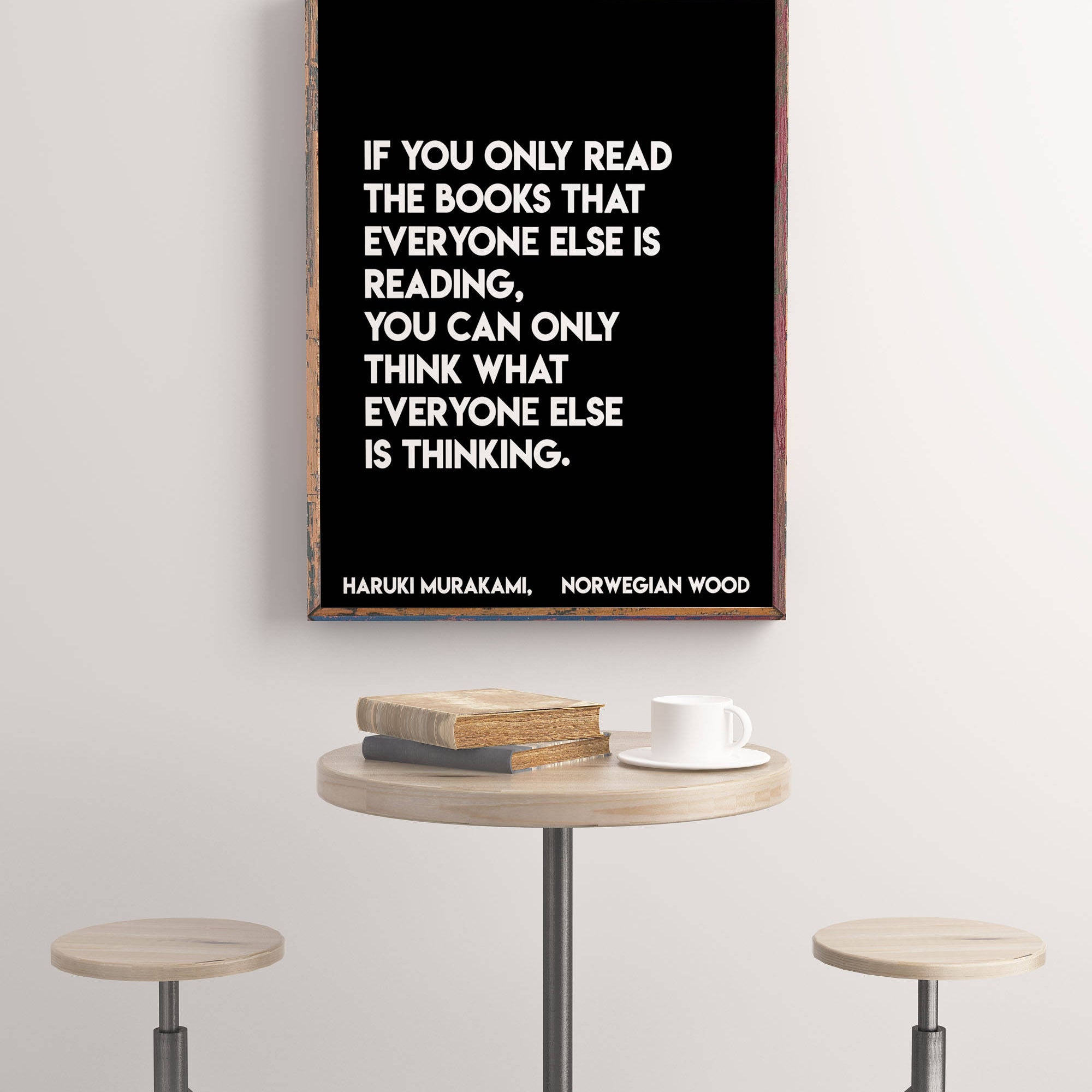 Haruki Murakami Quote Print in Black & White, Book Lover Gift