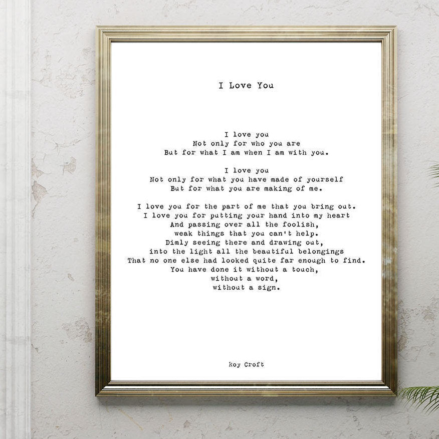 I Love You Poem Print Roy Croft - BookQuoteDecor
