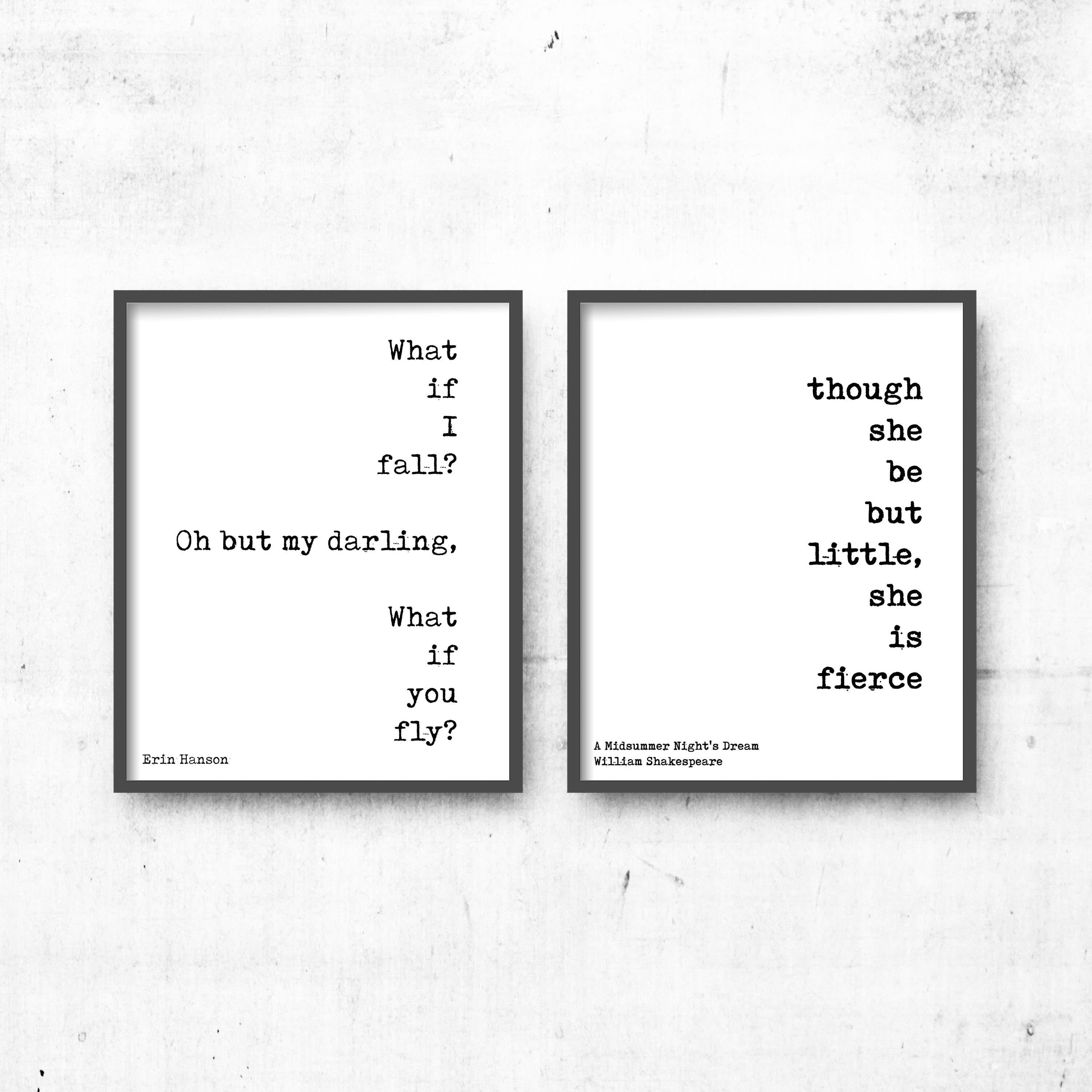 What if you Fly & She is Fierce Print Set - BookQuoteDecor