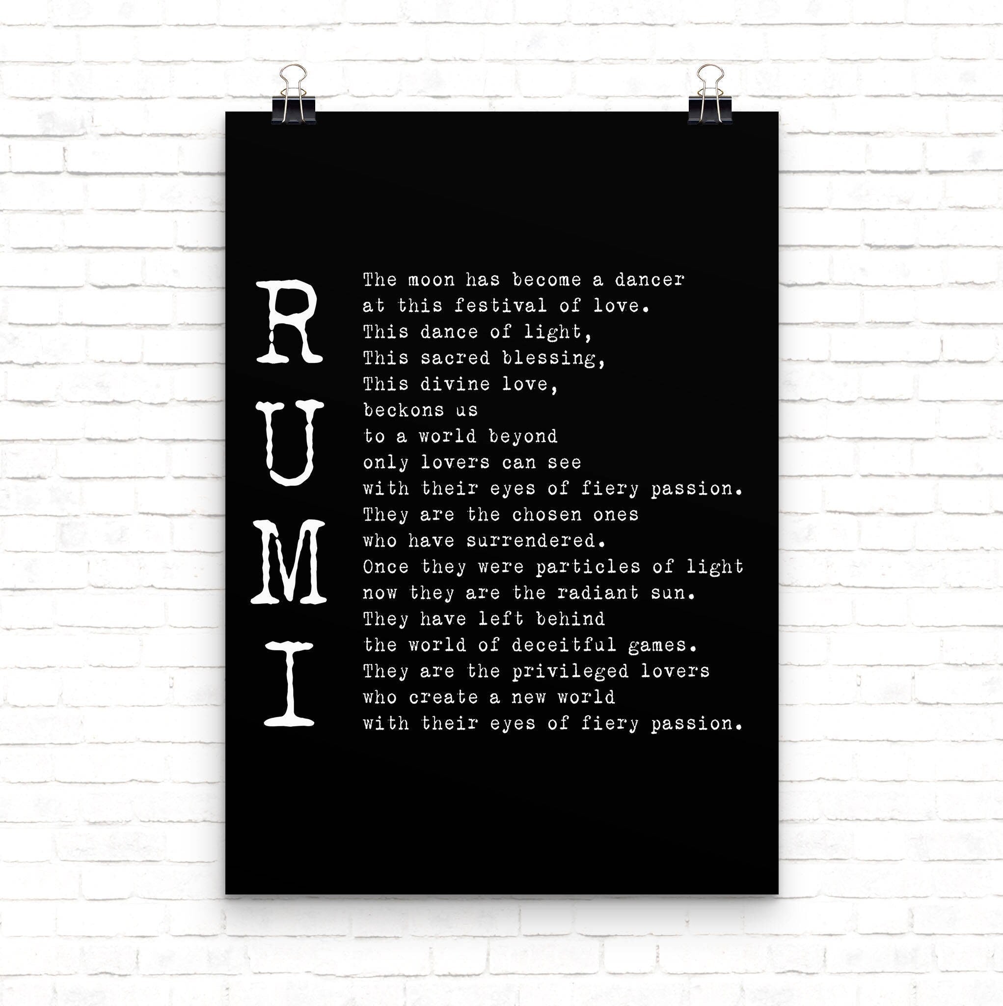 Rumi - The Privileged Lovers Wall Art Prints, Black & White Wall Decor