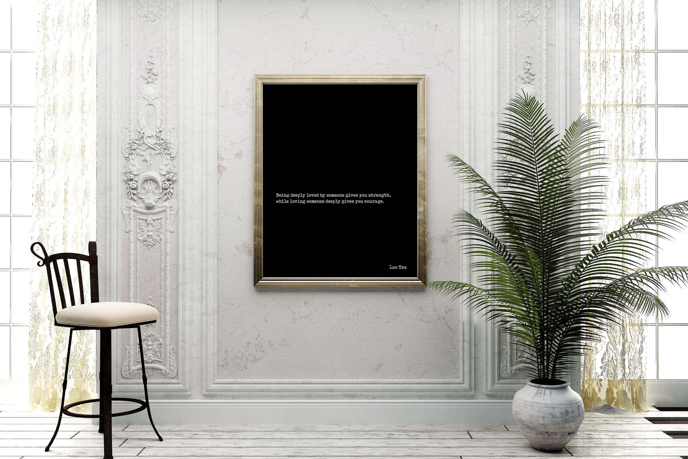Lao Tzu - Being Deeply Loved Quote Print Minimalist Art, Unframed Wall Art Prints in Black and White