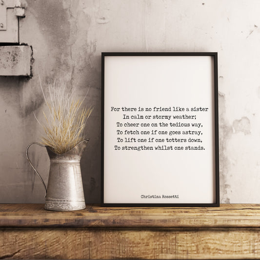 Christina Rossetti Framed Art - Sister Poem - BookQuoteDecor