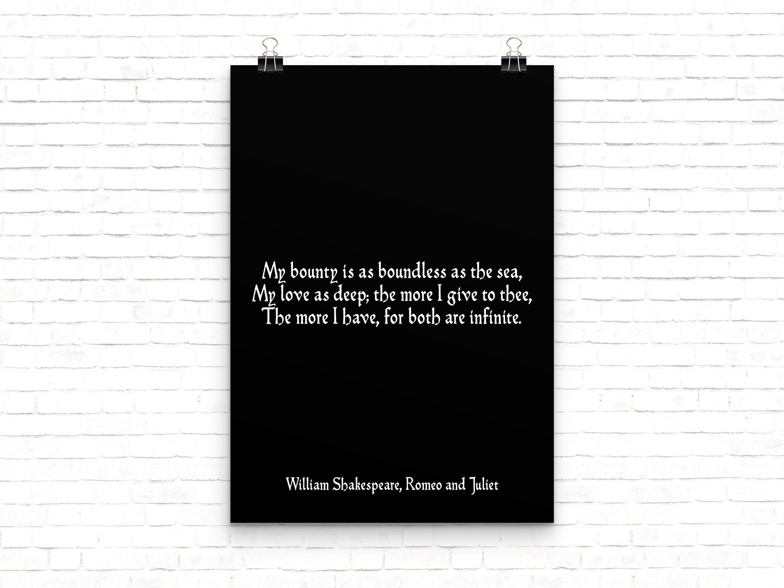 Romeo and Juliet Wall Art Print, Black & White Art