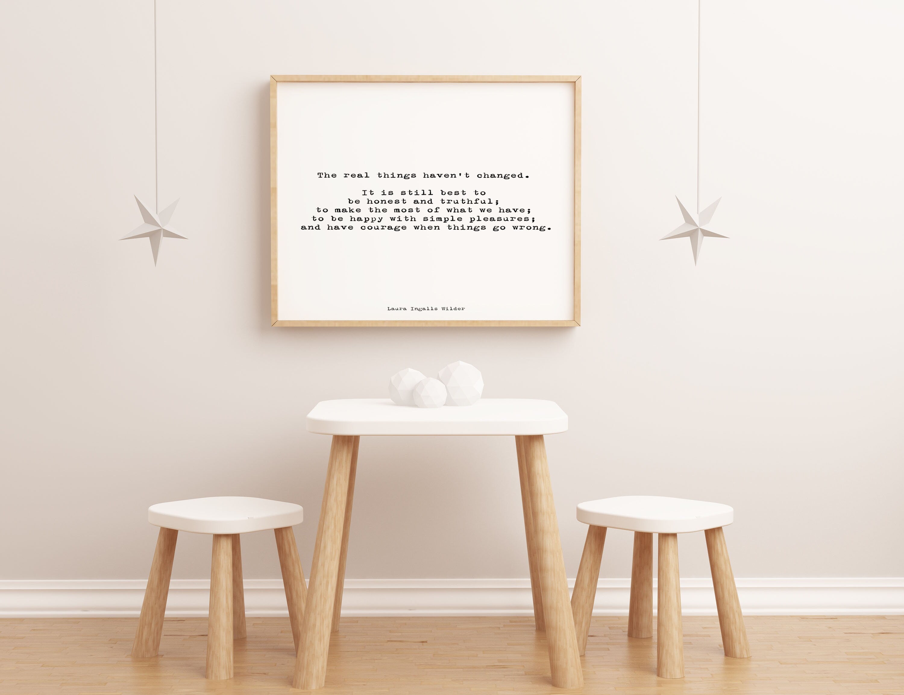 Inspirational quote print featuring a Laura Ingalls Wilder quote, unframed wall art quote print