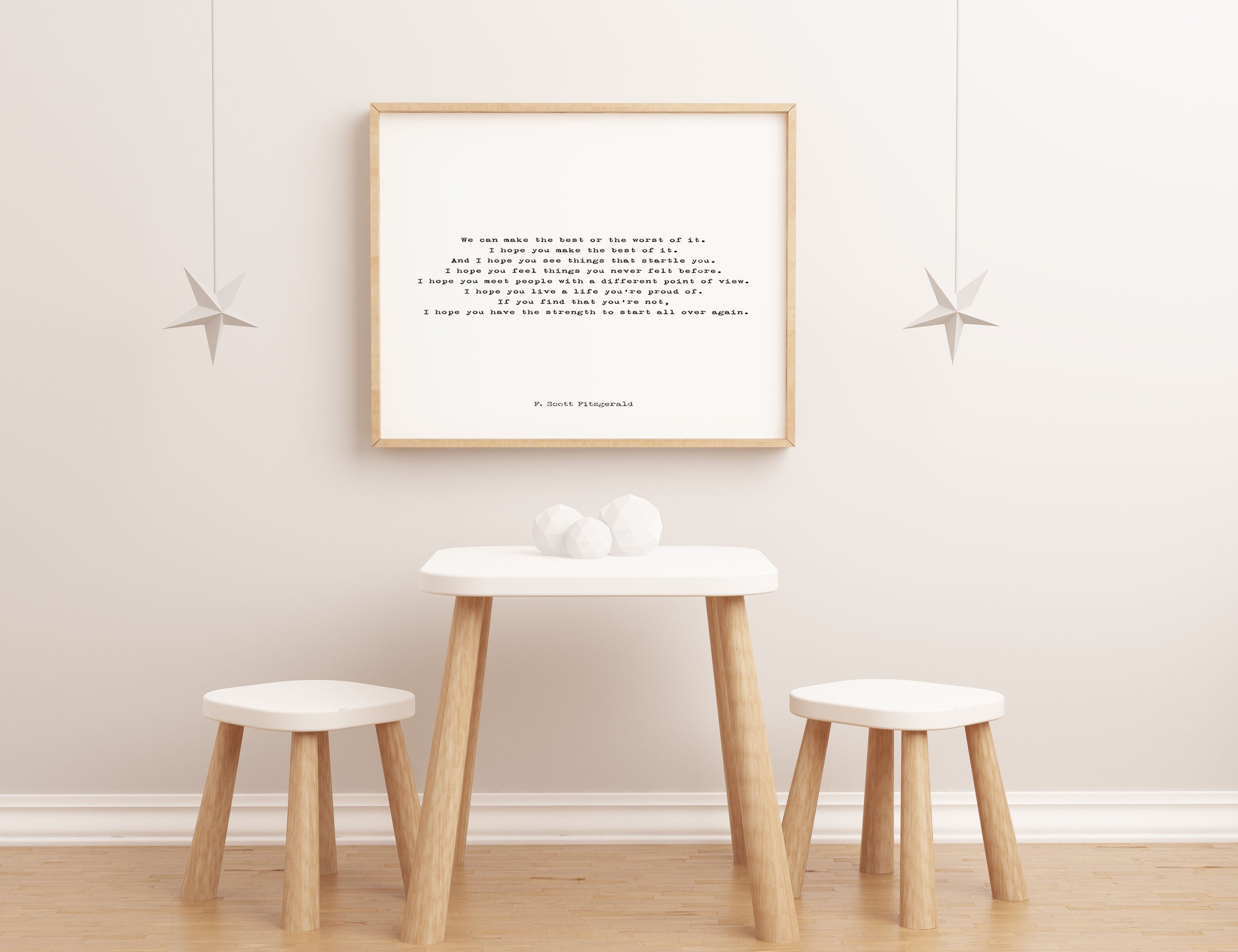 F Scott Fitzgerald Make The Best of It Living Room Wall Art Inspirational Gift, Unframed Typography Quote Print in Black & White