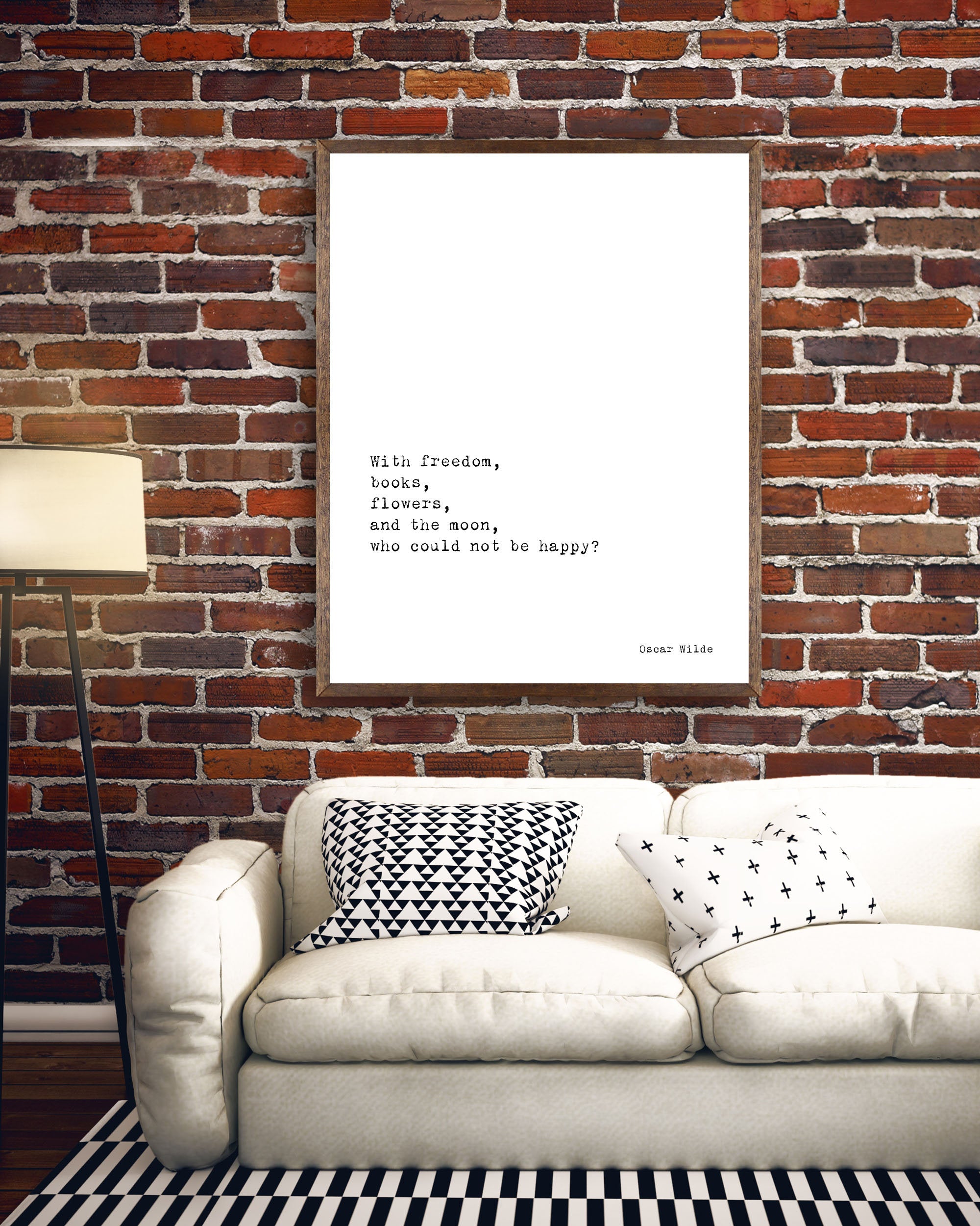 Oscar Wilde Life Quote, black and white art, motivation quote inspirational print for home decor, Freedom, Books, Flowers, Happy, Unframed - BookQuoteDecor