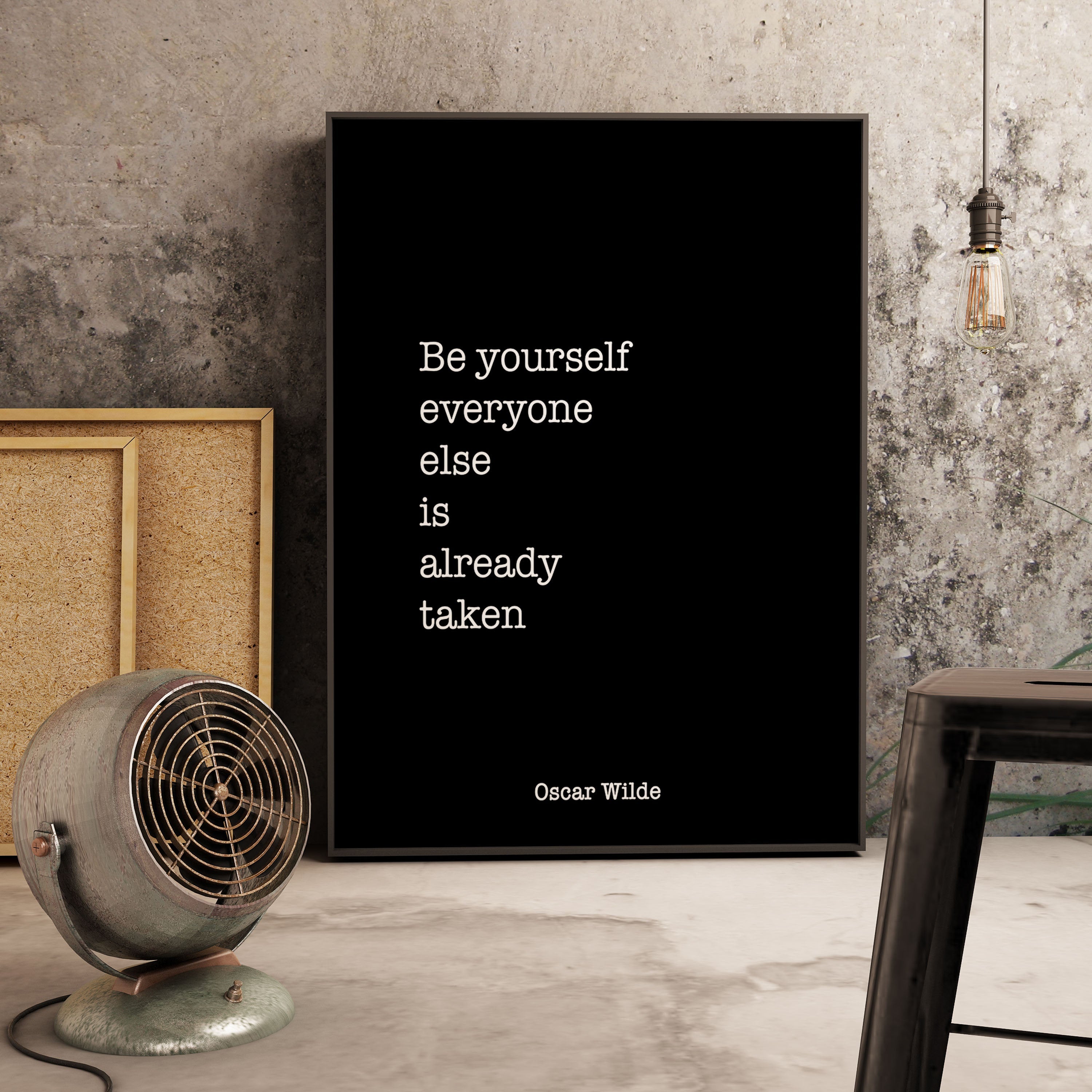 Oscar Wilde Be Yourself Print, Life Quote, black and white art, motivation quote inspirational print for home decor, Unframed - BookQuoteDecor