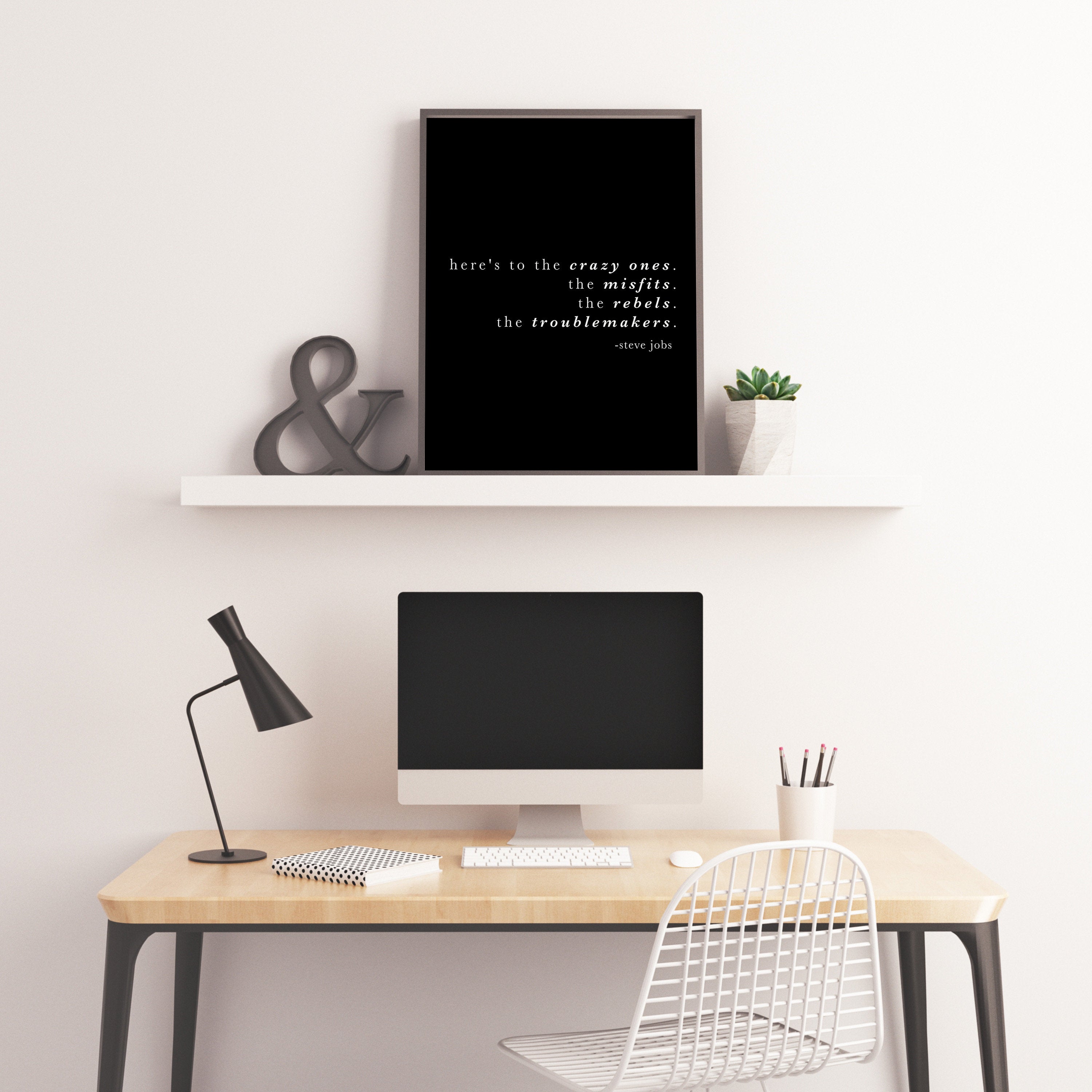 Steve Jobs, Here's to the crazy ones, Inspirational Quote Print, Home or Office Decor, Motivational Decor Print Unframed - BookQuoteDecor
