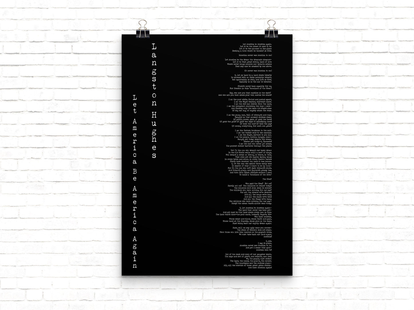 America Poem Langston Hughes Print - BookQuoteDecor
