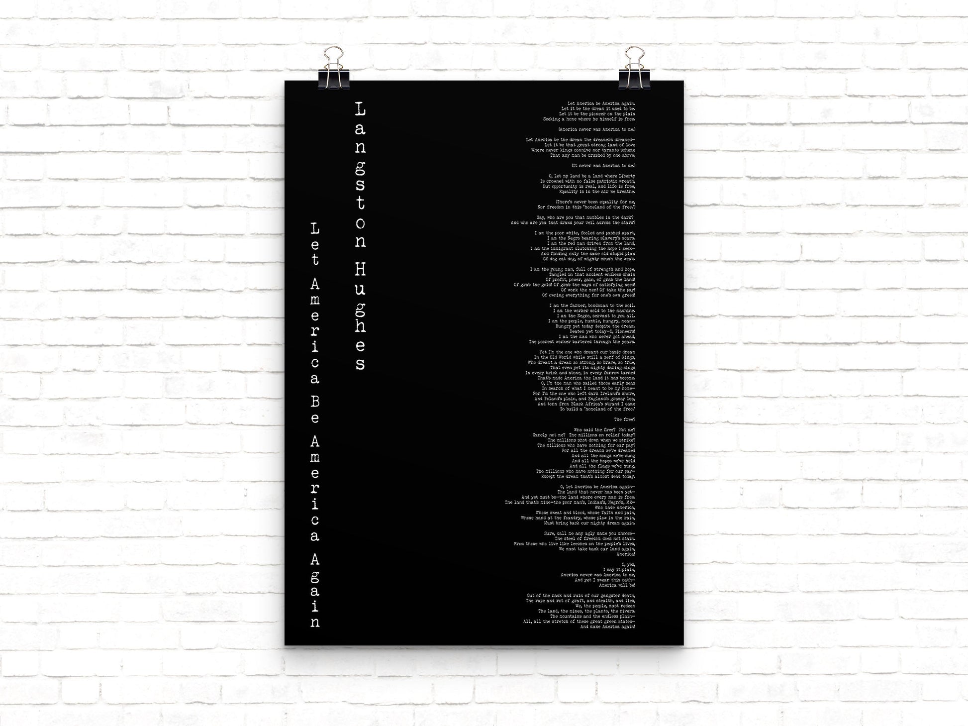 America Poem Langston Hughes Print - BookQuoteDecor