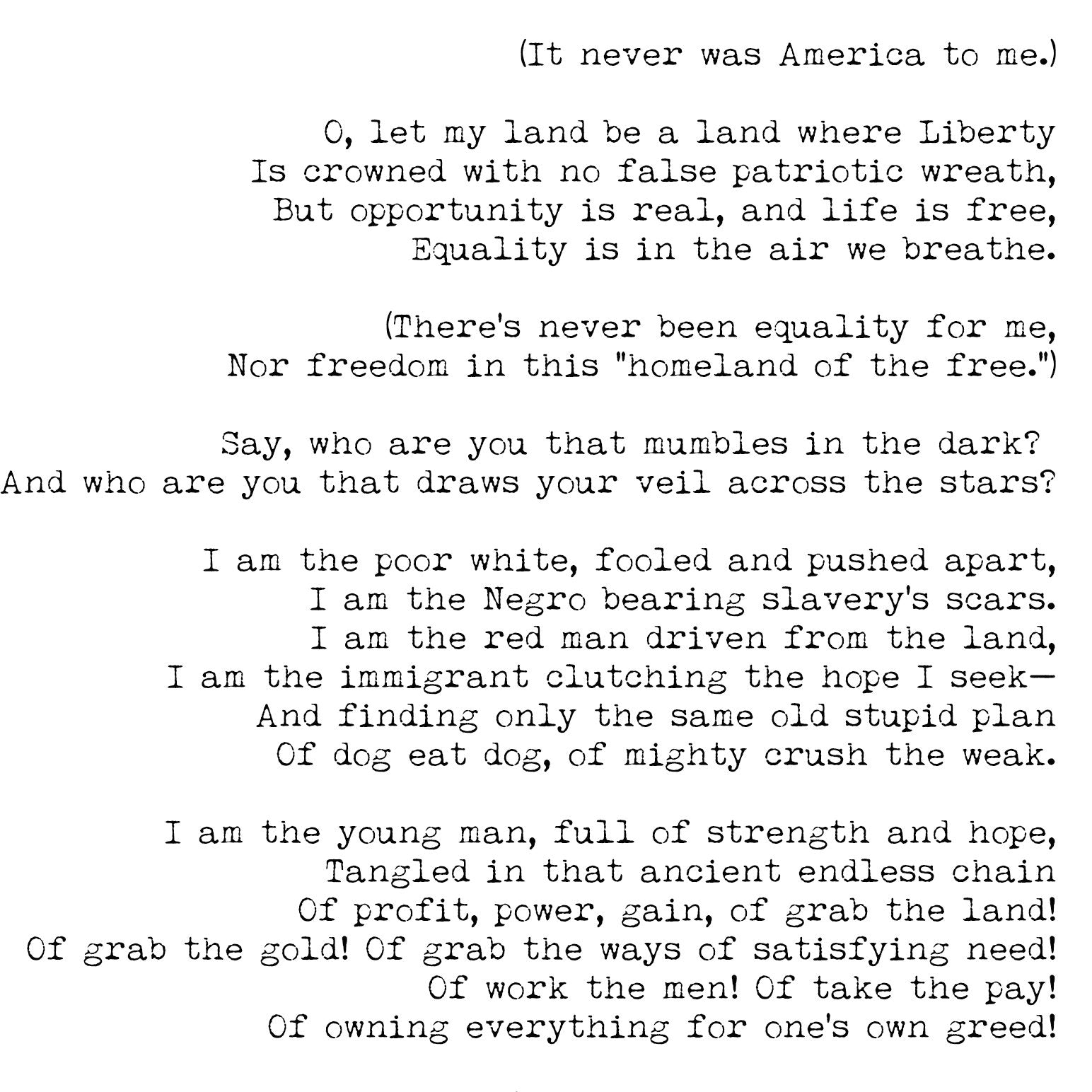 America Poem Langston Hughes Print - BookQuoteDecor