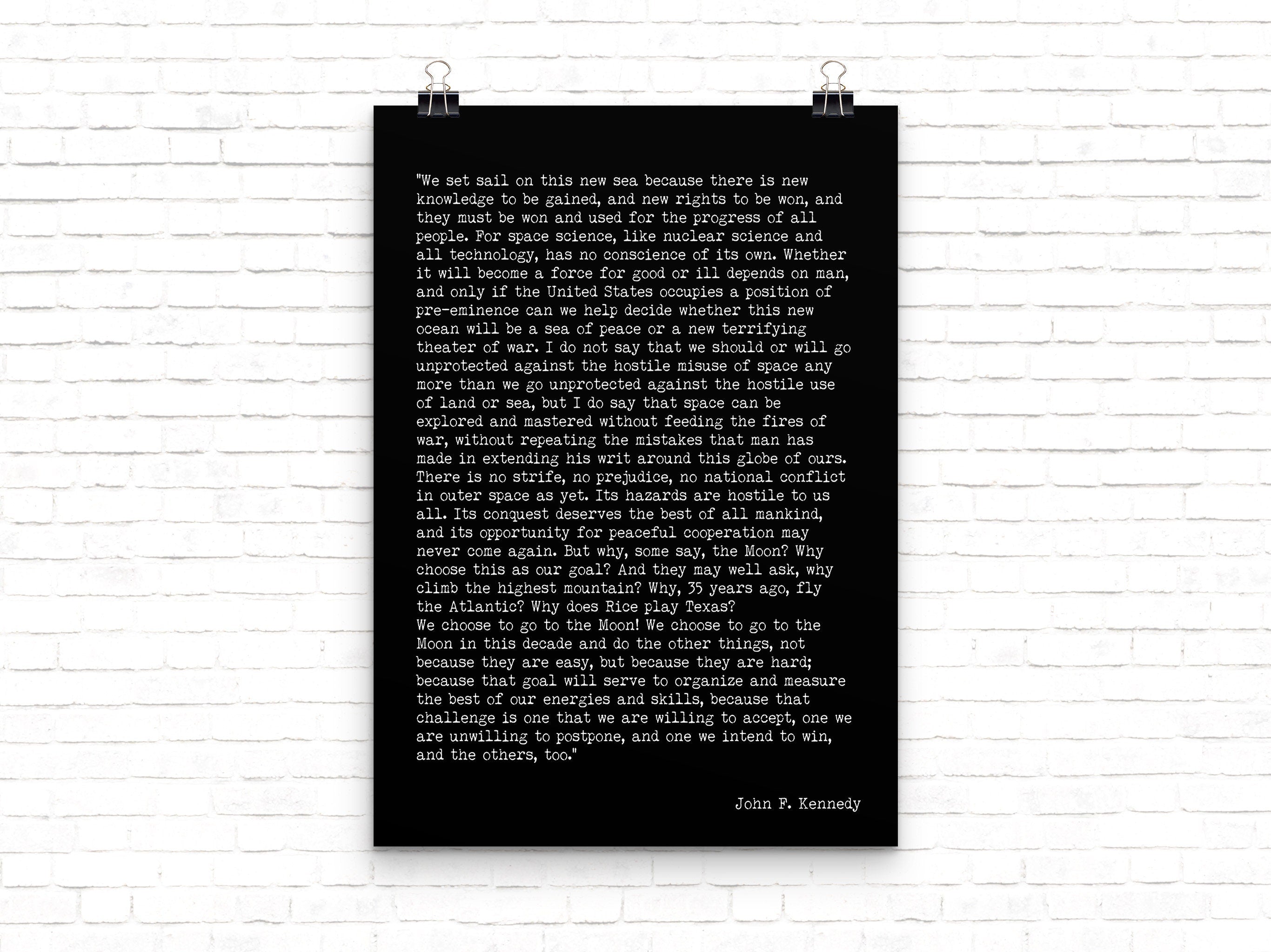 John F. Kennedy Quote Print, We Choose To Go To The Moon Inspirational Art
