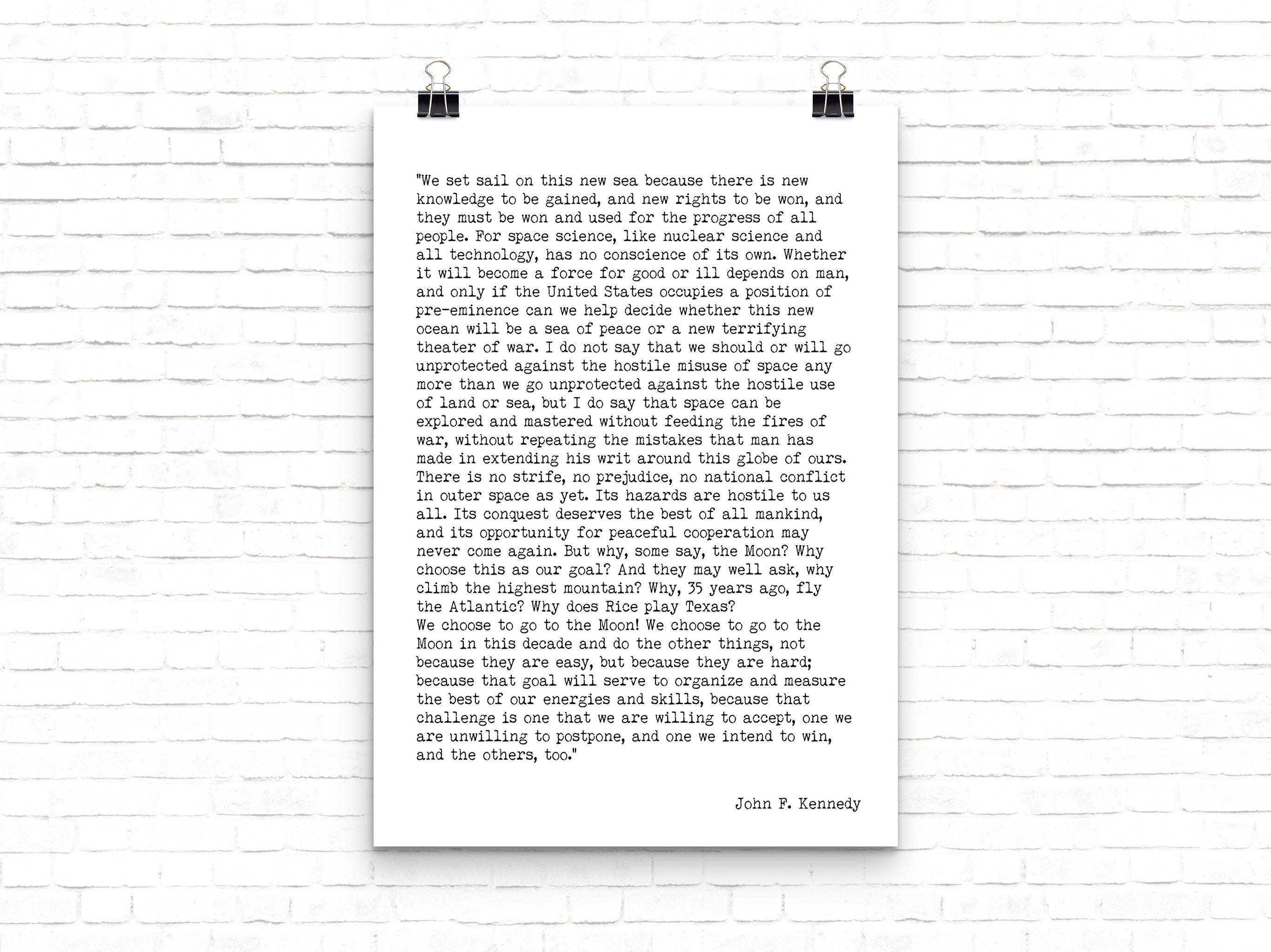 John F. Kennedy Quote Print, We Choose To Go To The Moon Inspirational Art