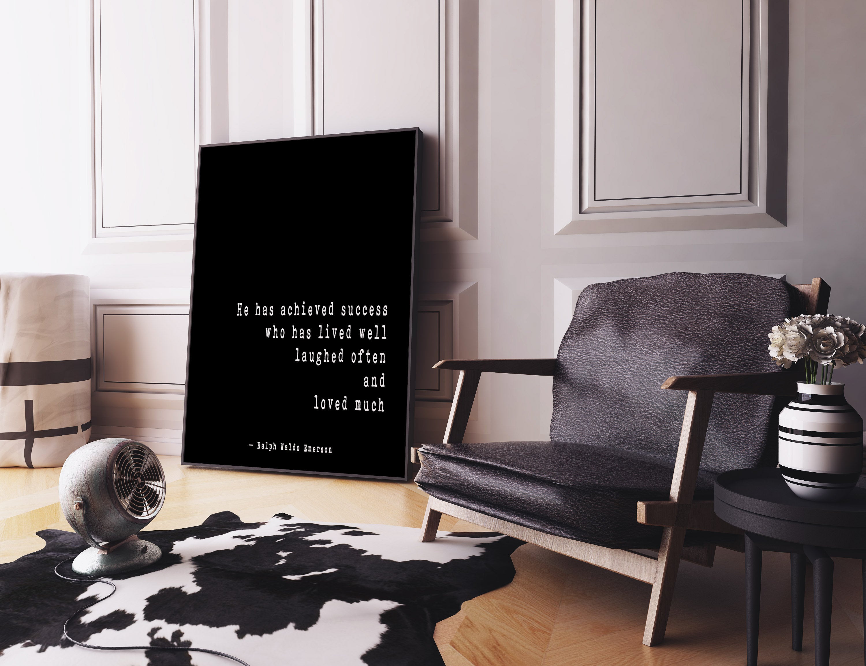 Ralph Waldo Emerson Inspirational Positive Success Quote, He Has Achieved Success Loved Laughed Art Print For Home Decor Unframed - BookQuoteDecor