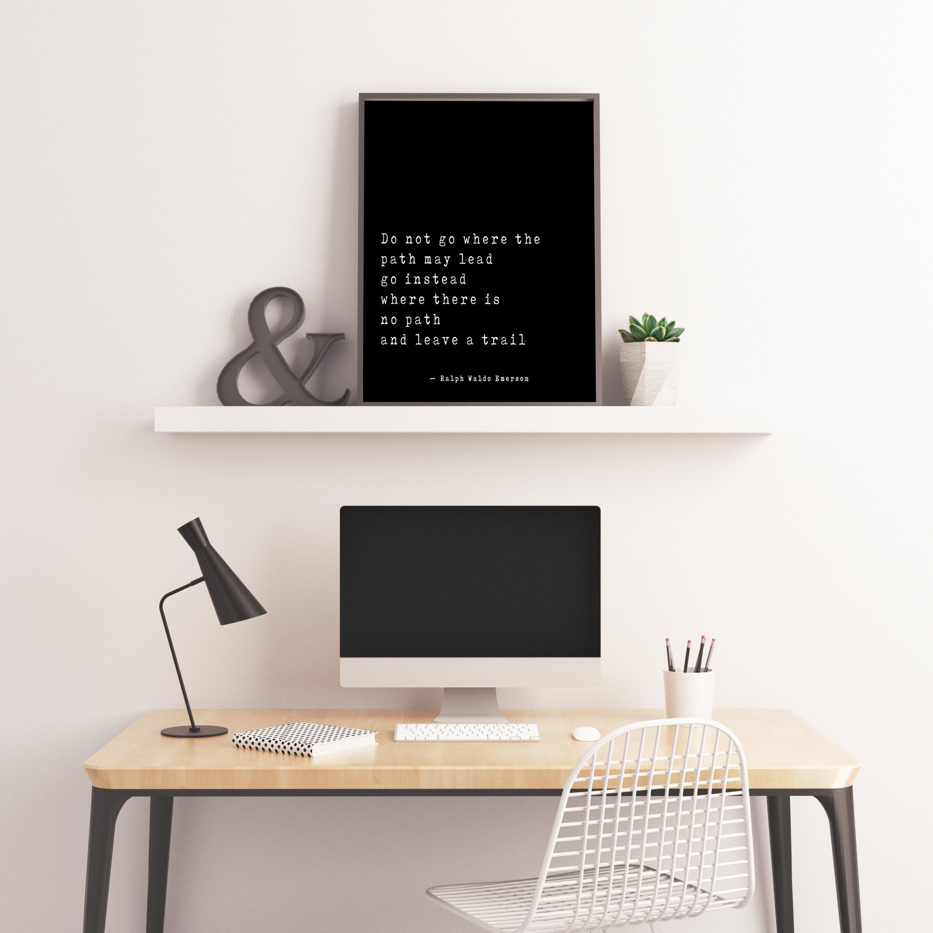 Ralph Waldo Emerson Success Quote Wall Art, Positive Vibe, Do Not Go, Leave a Trail art inspirational print for home decor Unframed - BookQuoteDecor