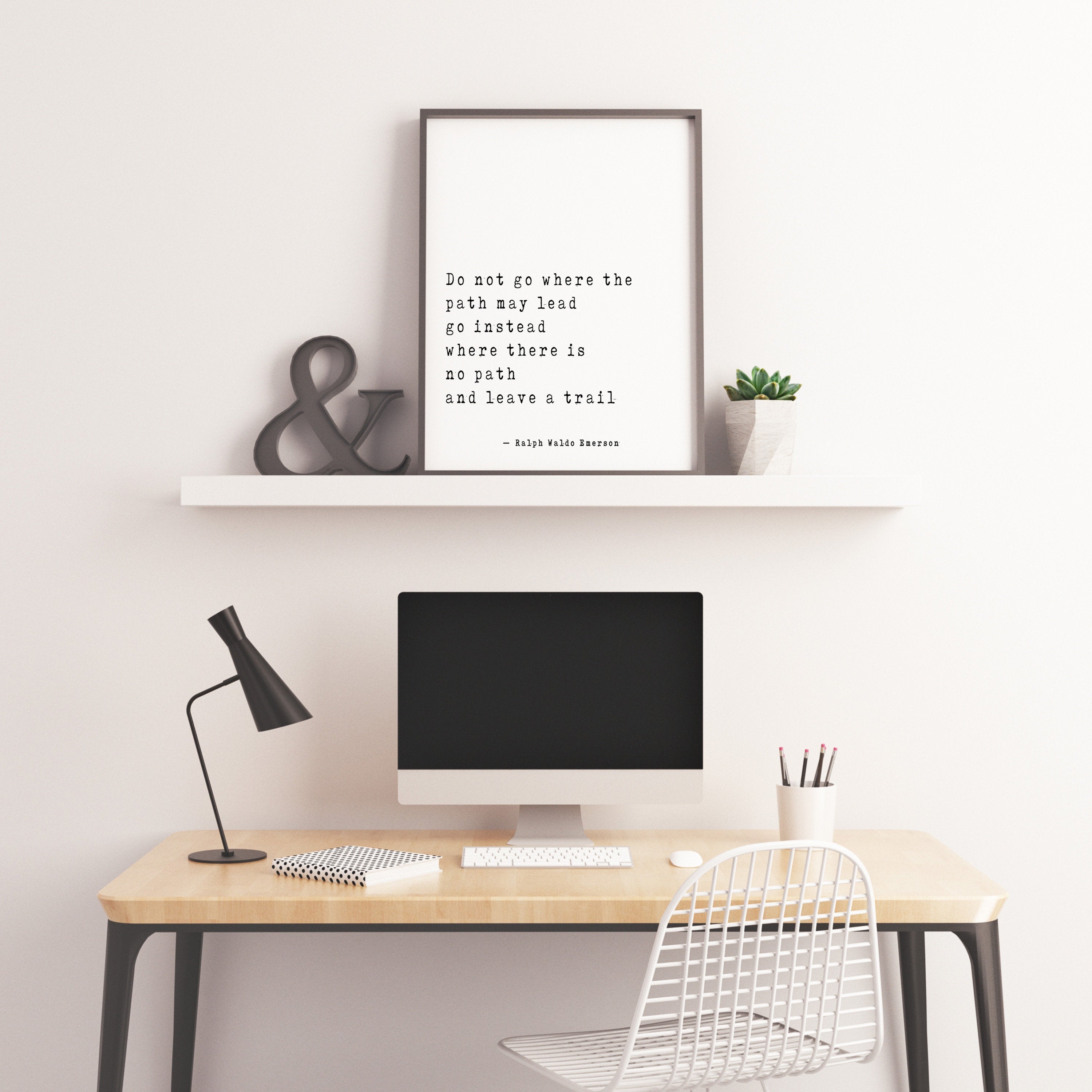 Ralph Waldo Emerson Success Quote Wall Art, Positive Vibe, Do Not Go, Leave a Trail art inspirational print for home decor Unframed - BookQuoteDecor