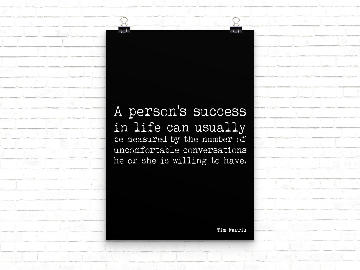 Tim Ferris Success Quote Print, Black & White Motivation Print, Inspirational Poster for Office Wall Art Unframed - BookQuoteDecor