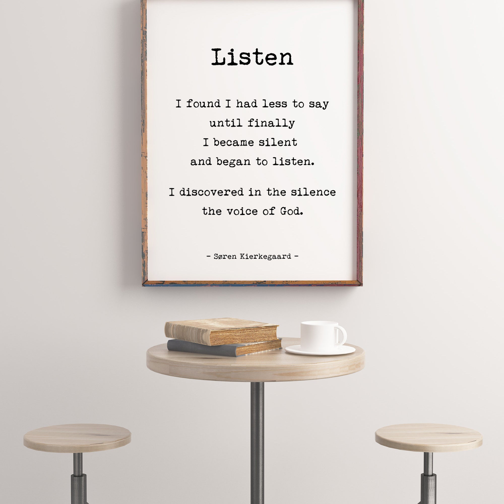 Soren Kierkegaard Quote Print , I found I had Less to say, Psychology Art Print, Philosopher Print with Quotation. Unframed - BookQuoteDecor