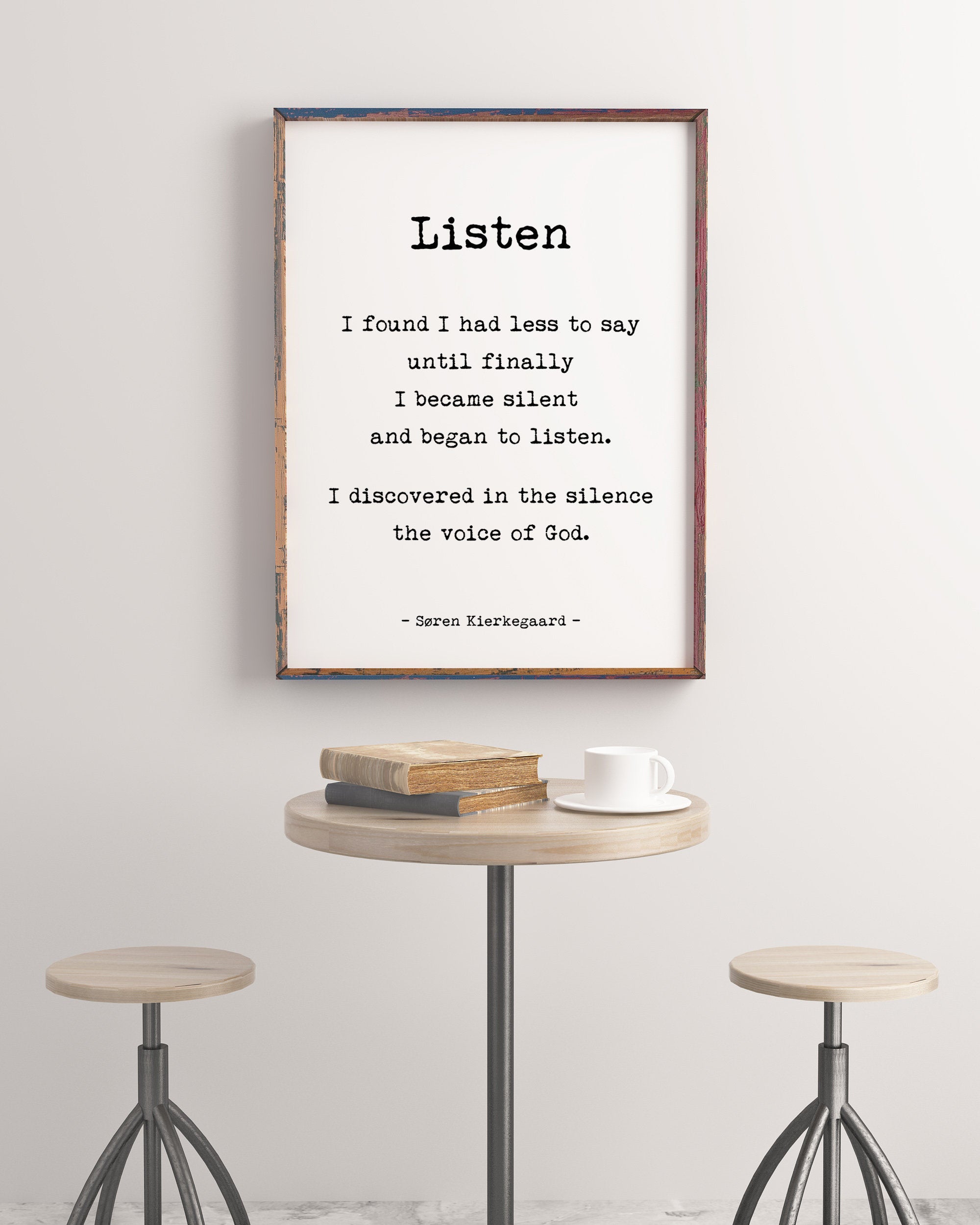 Soren Kierkegaard Quote Print , I found I had Less to say, Psychology Art Print, Philosopher Print with Quotation. Unframed - BookQuoteDecor