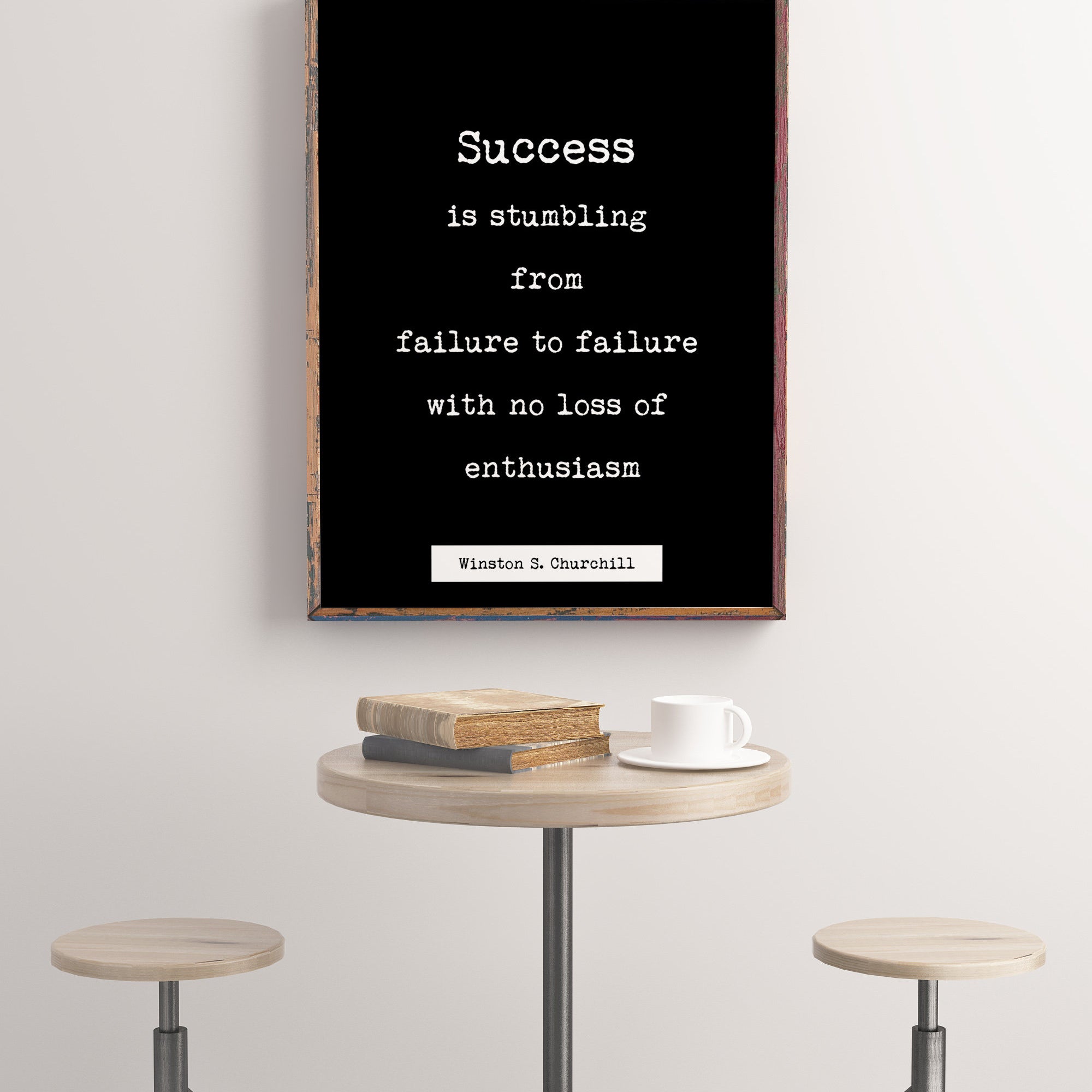 Winston Churchill  Quote Print, Success is stumbling from failure to failure. Life Quote Modern Minimalist Art Inspirational, Unframed art - BookQuoteDecor