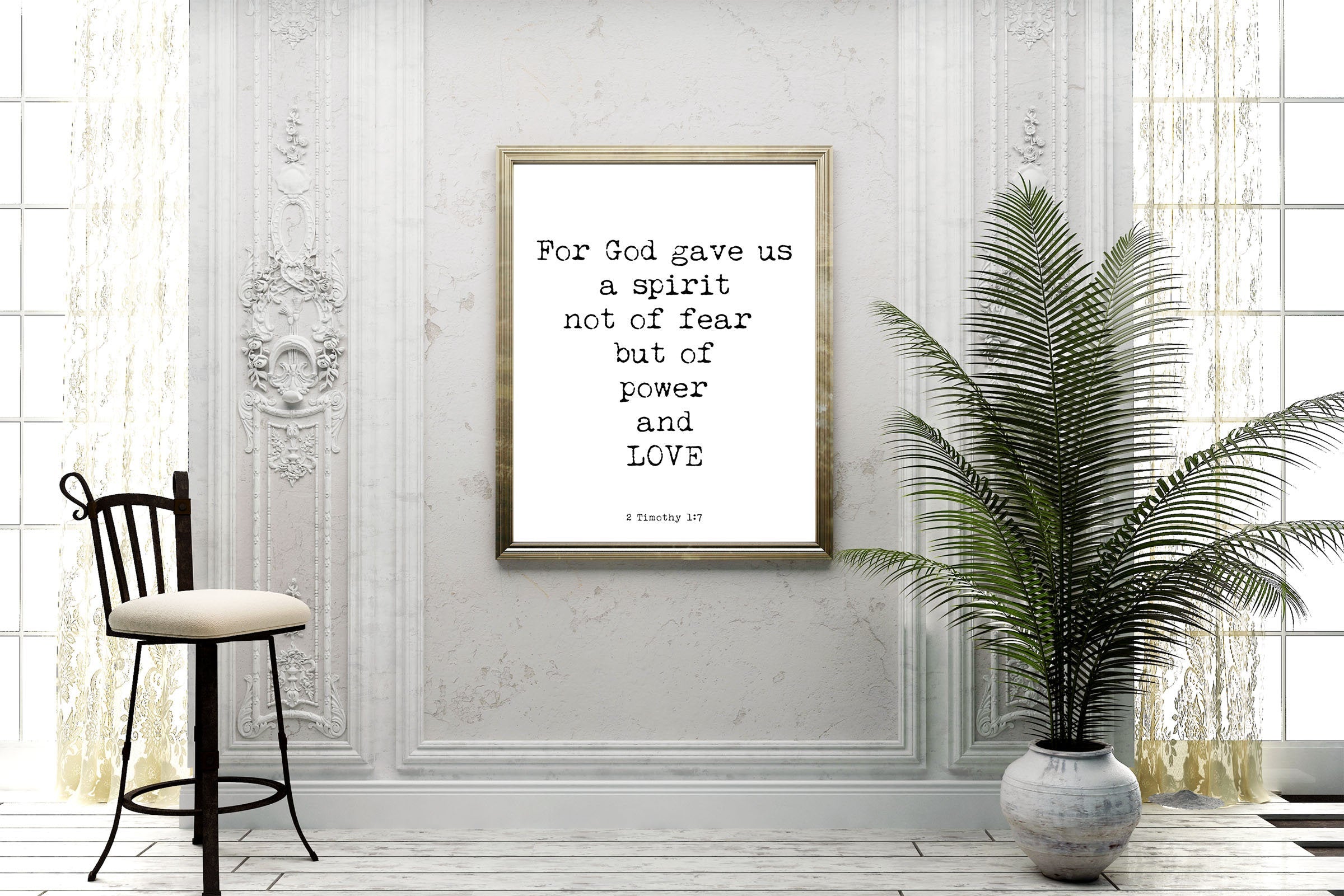 2 Timothy 1:7 Quote Print, Spirit of Power and Love - BookQuoteDecor