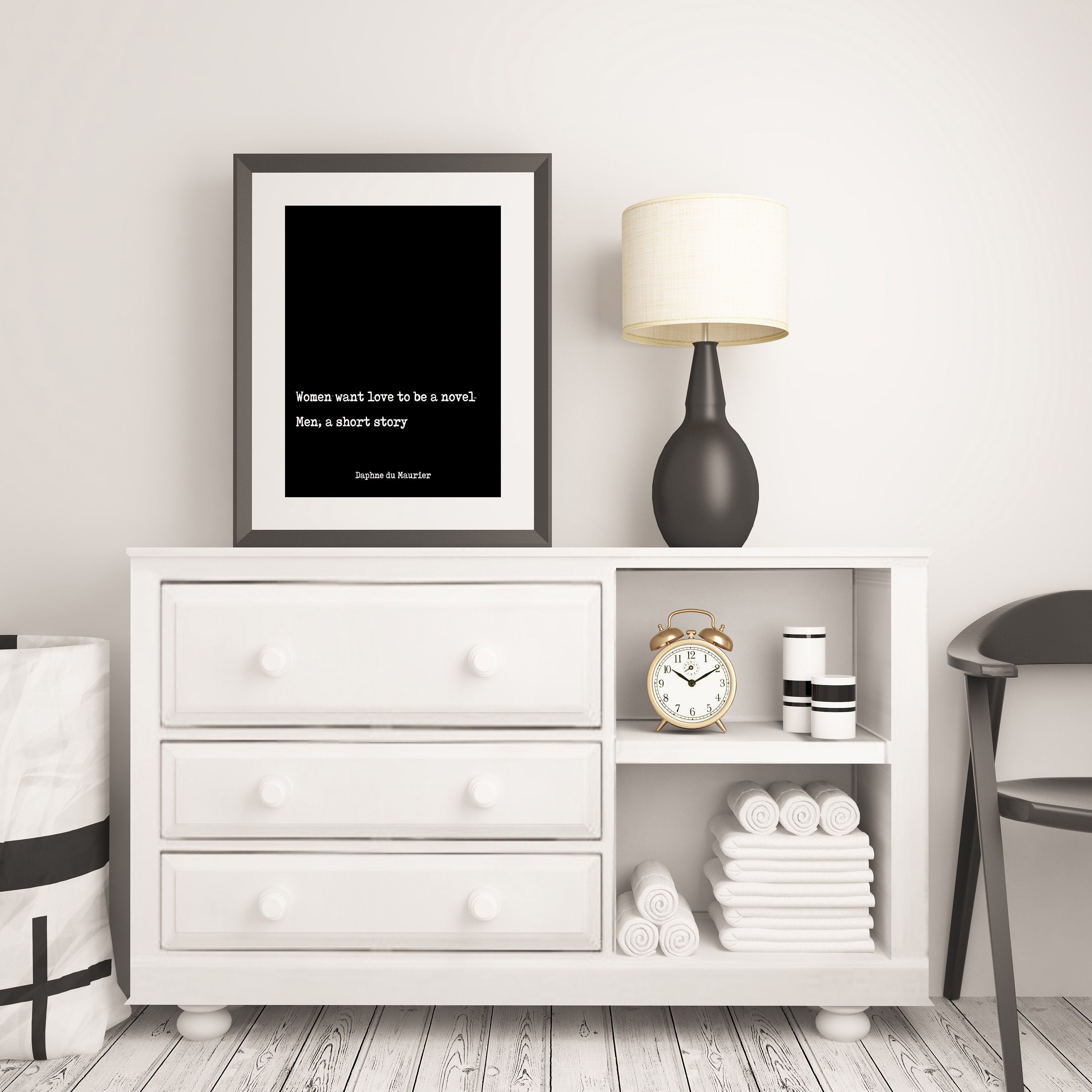 Daphne du Maurier Quote Print, Women want love to be a novel. Motivation Print Inspirational Poster