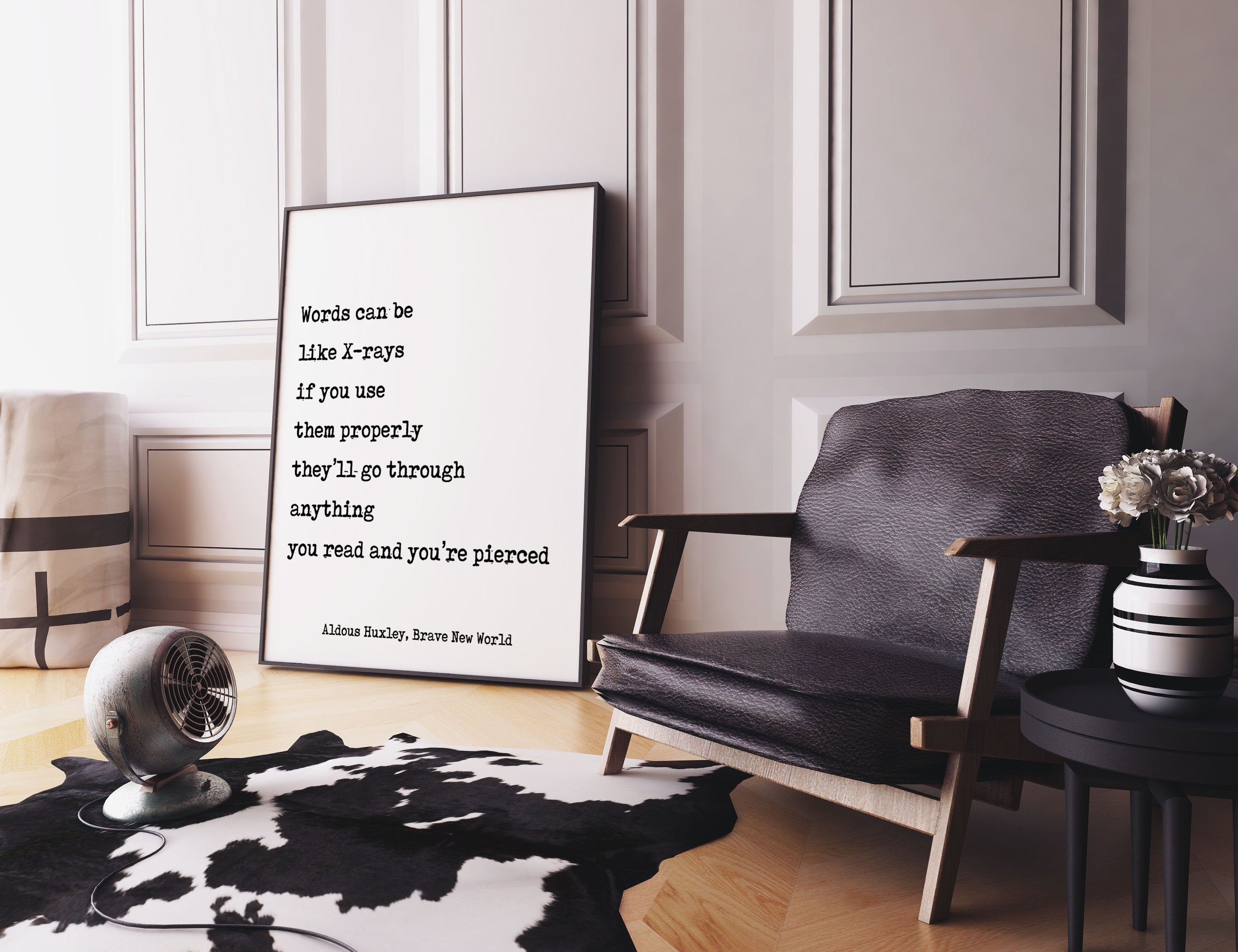 Words Can Be Like X-Rays Brave New World Aldous Huxley Quote Print, Modern Minimalist Art Scandinavian Style Print in Black & White Unframed