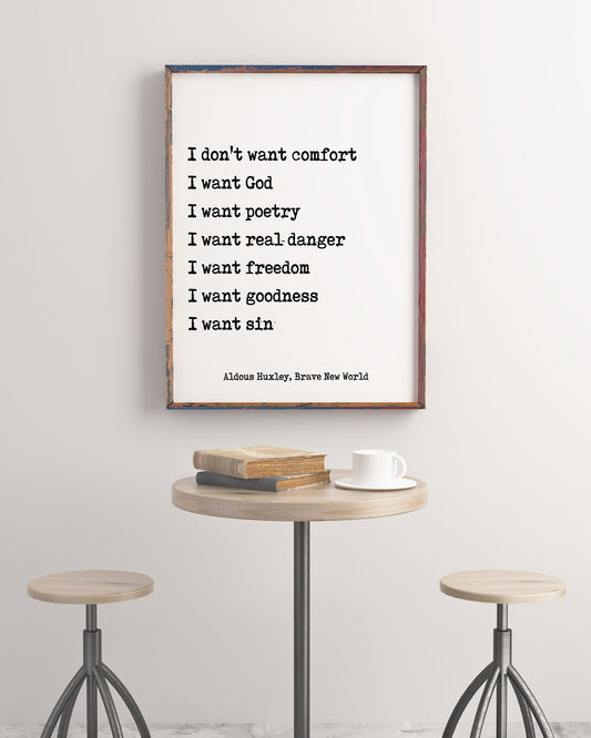 Aldous Huxley, Brave New World Quote Print - BookQuoteDecor