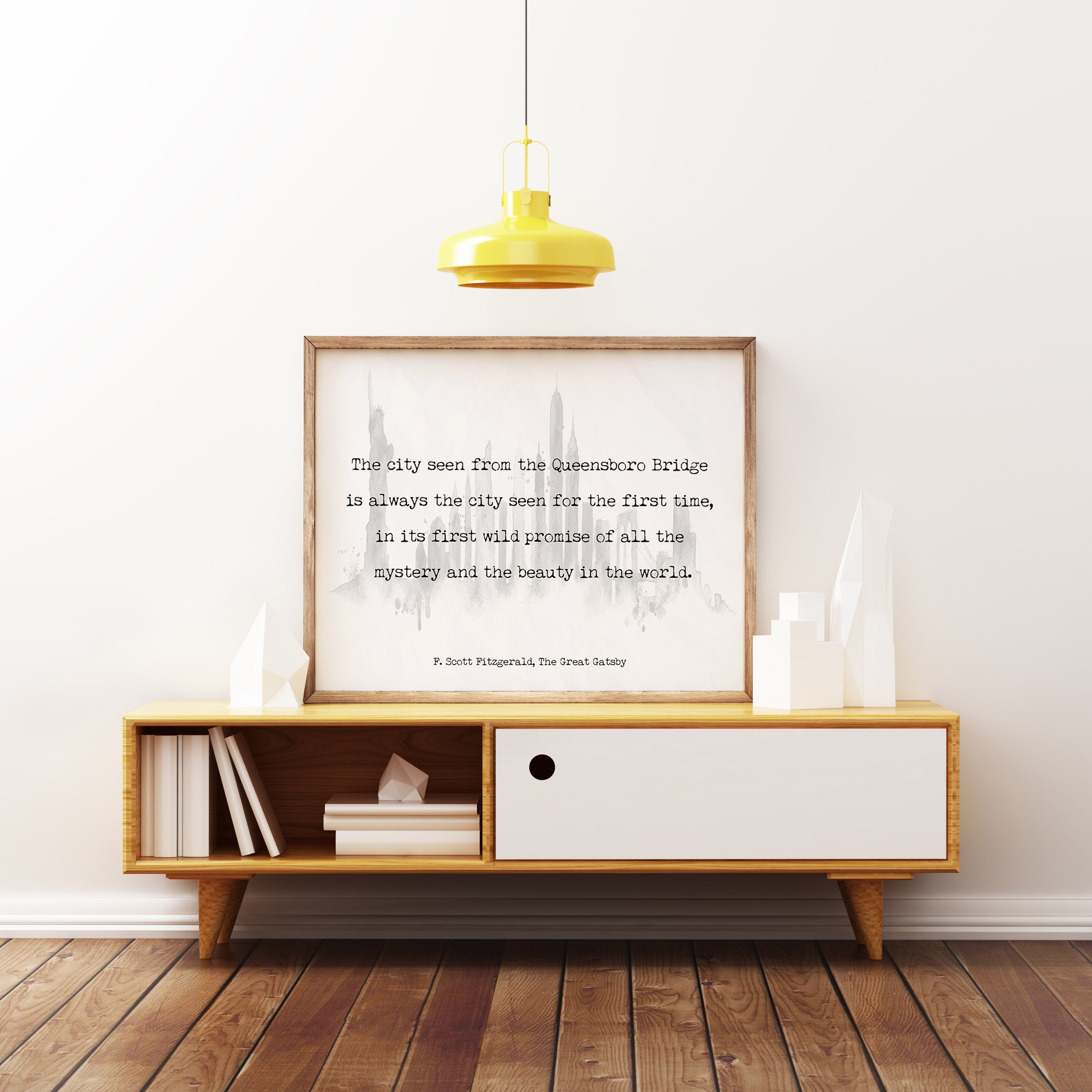 F Scott Fitzgerald NYC Quote Print, The Great Gatsby New York Minimalist Art Unframed in Black & White for Living Room or Office Wall Decor