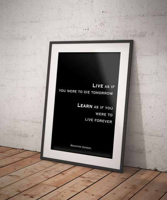 Gandhi Quote Print, Black & White