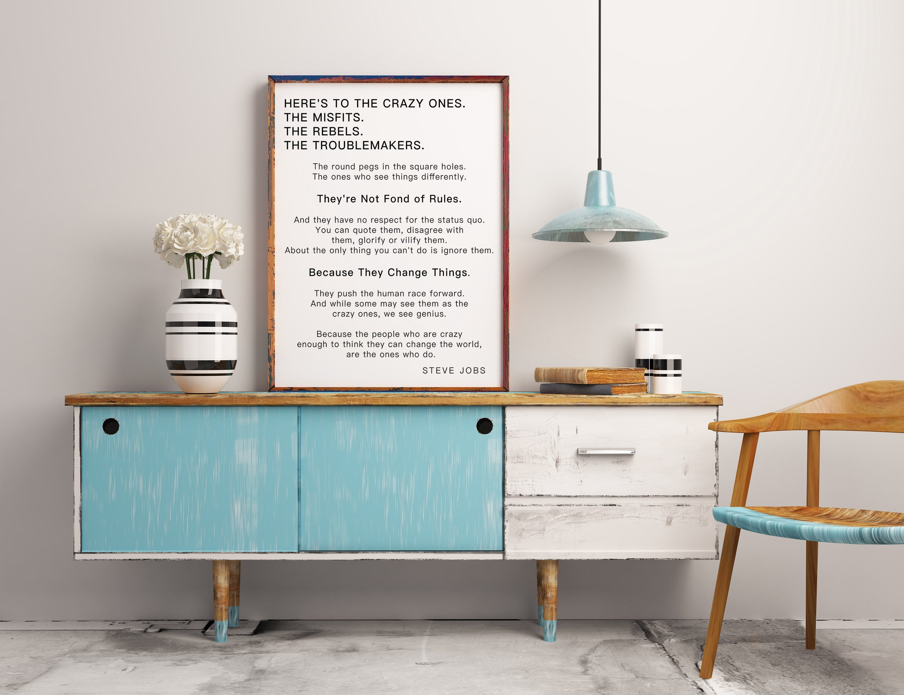 Steve Jobs Inspirational Quote Print, Here's to the crazy ones, Inspiring, Office Decor, Motivational Decor Print Unframed - BookQuoteDecor