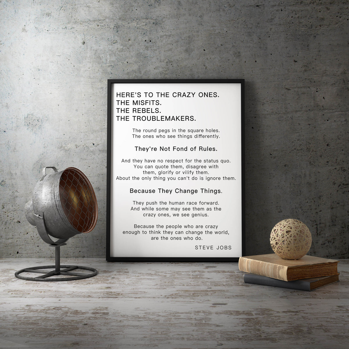 Steve Jobs Inspirational Quote Print, Here's to the crazy ones, Inspiring, Office Decor, Motivational Decor Print Unframed - BookQuoteDecor