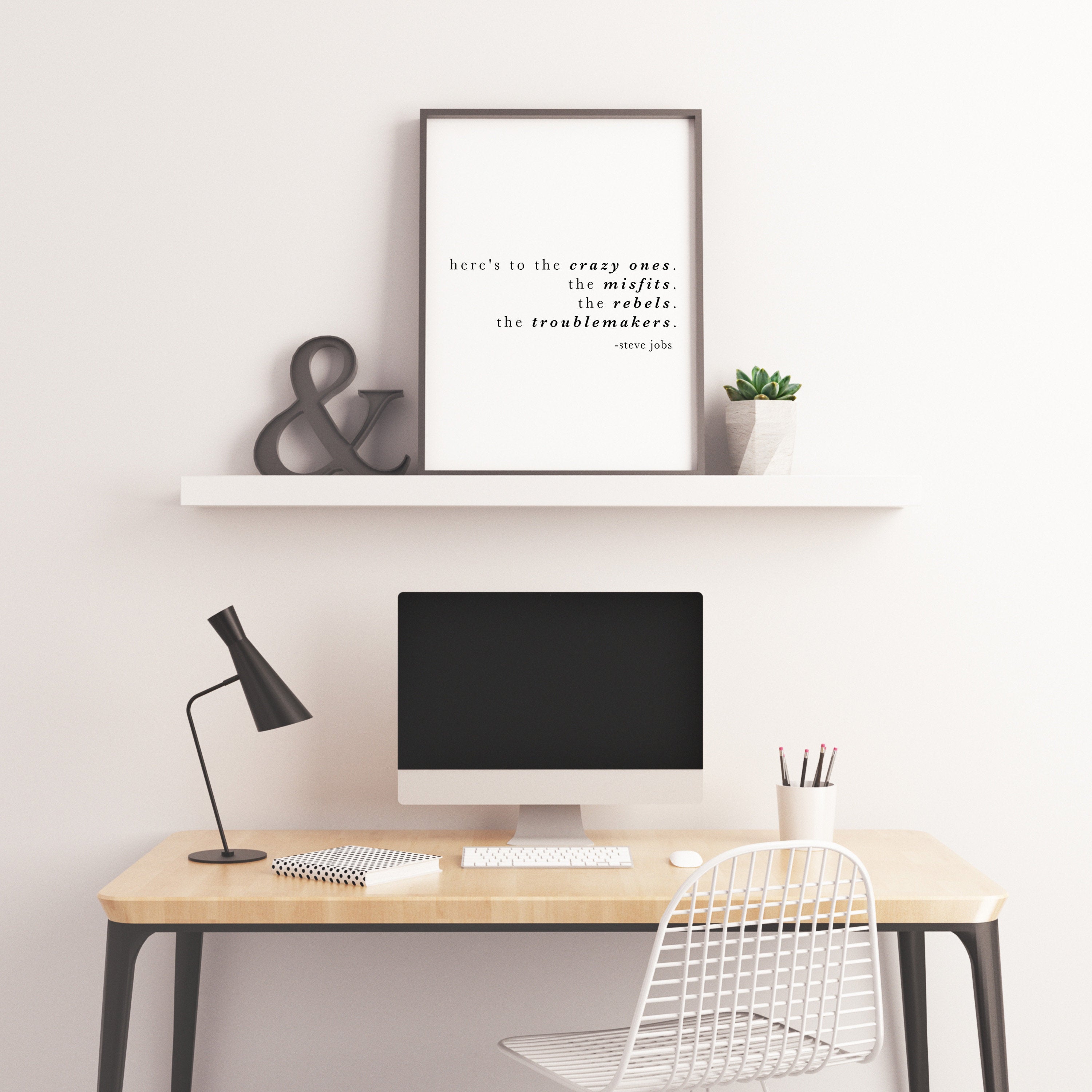 Steve Jobs, Here's to the crazy ones, Inspirational Quote Print, Home or Office Decor, Motivational Decor Print Unframed - BookQuoteDecor