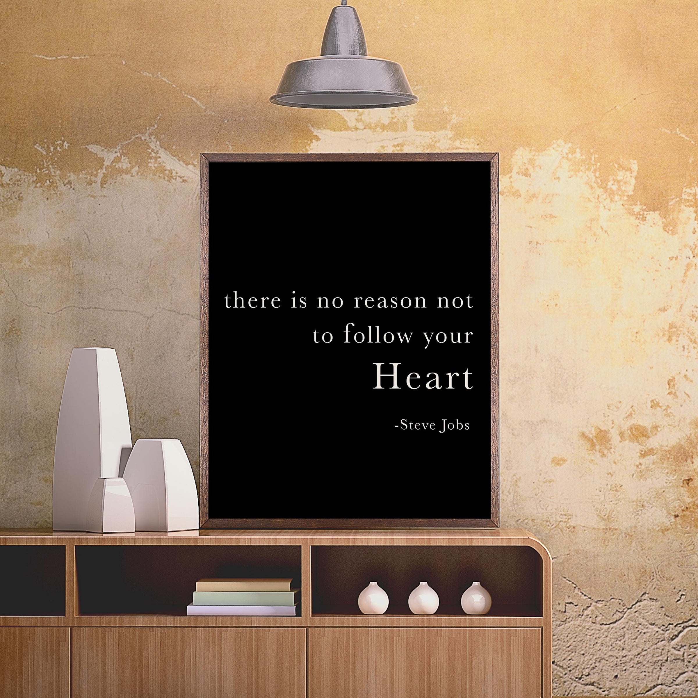 Steve Jobs, There Is No Reason Not To Follow Your Heart Inspirational Quote Print, Motivational Decor Print Unframed - BookQuoteDecor