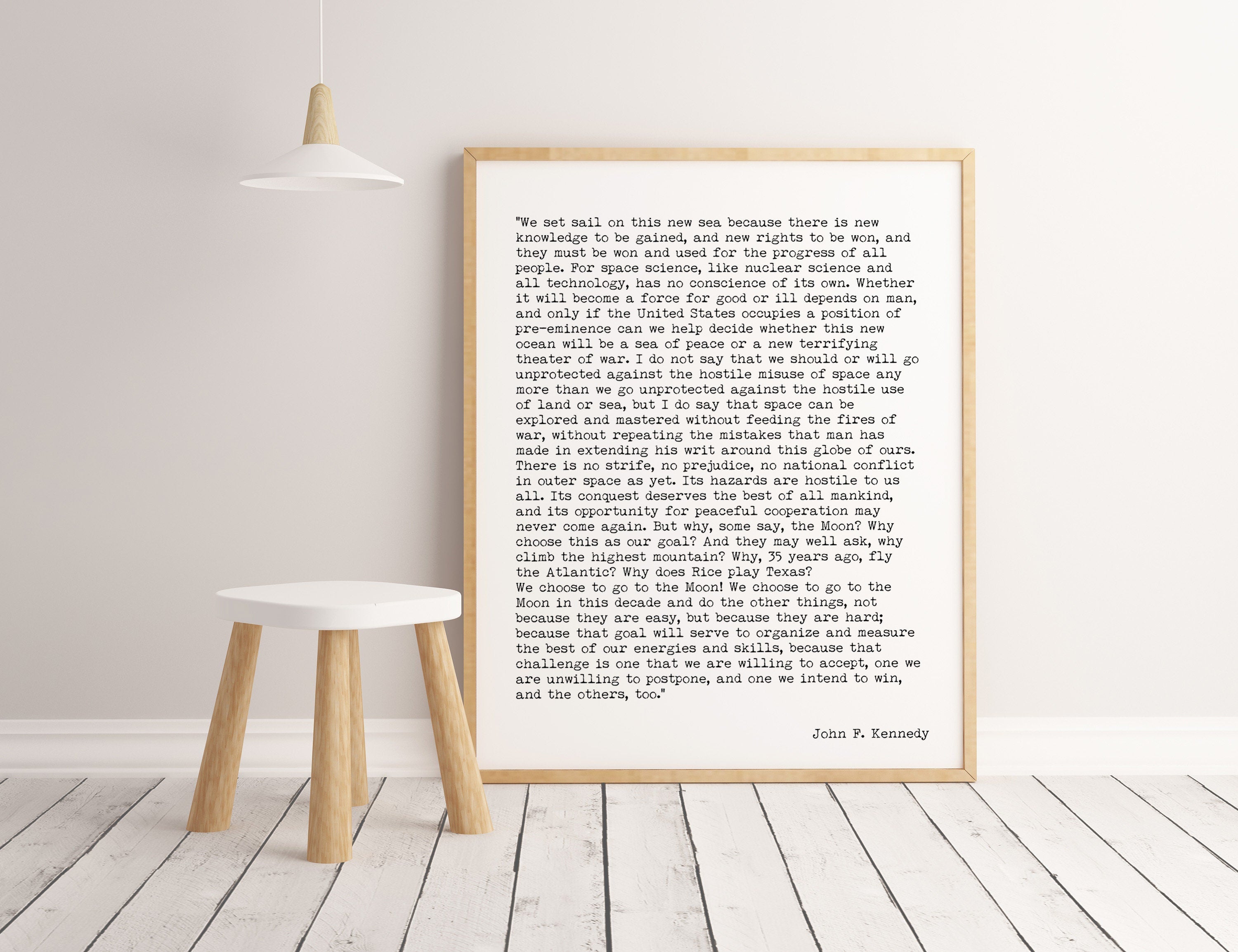 John F. Kennedy Quote Print, We Choose To Go To The Moon Inspirational Art