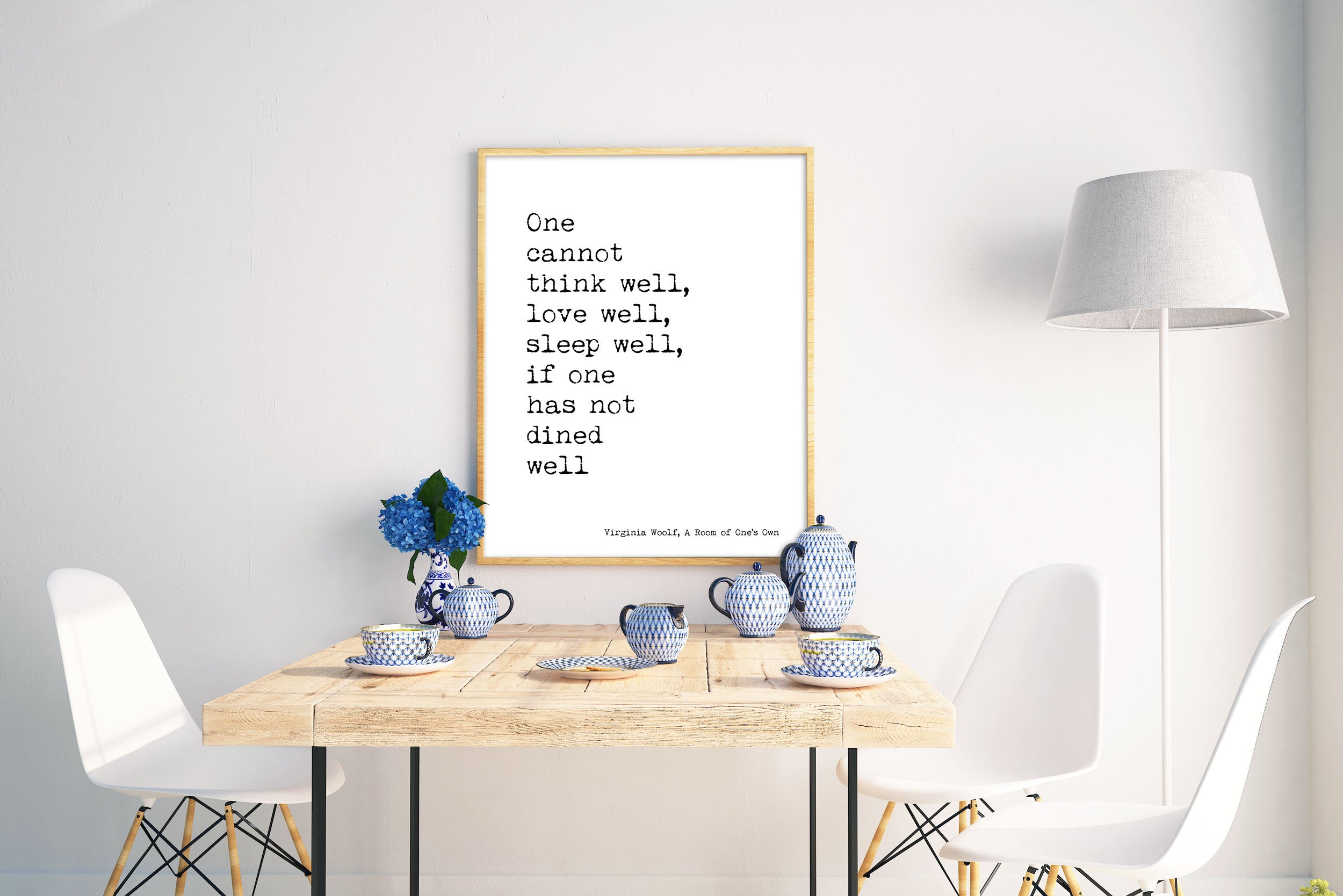 Virginia Woolf Dined Well Quote Print, A Room of One's Own, Kitchen Quote Decor, Inspirational Poster Unframed - BookQuoteDecor