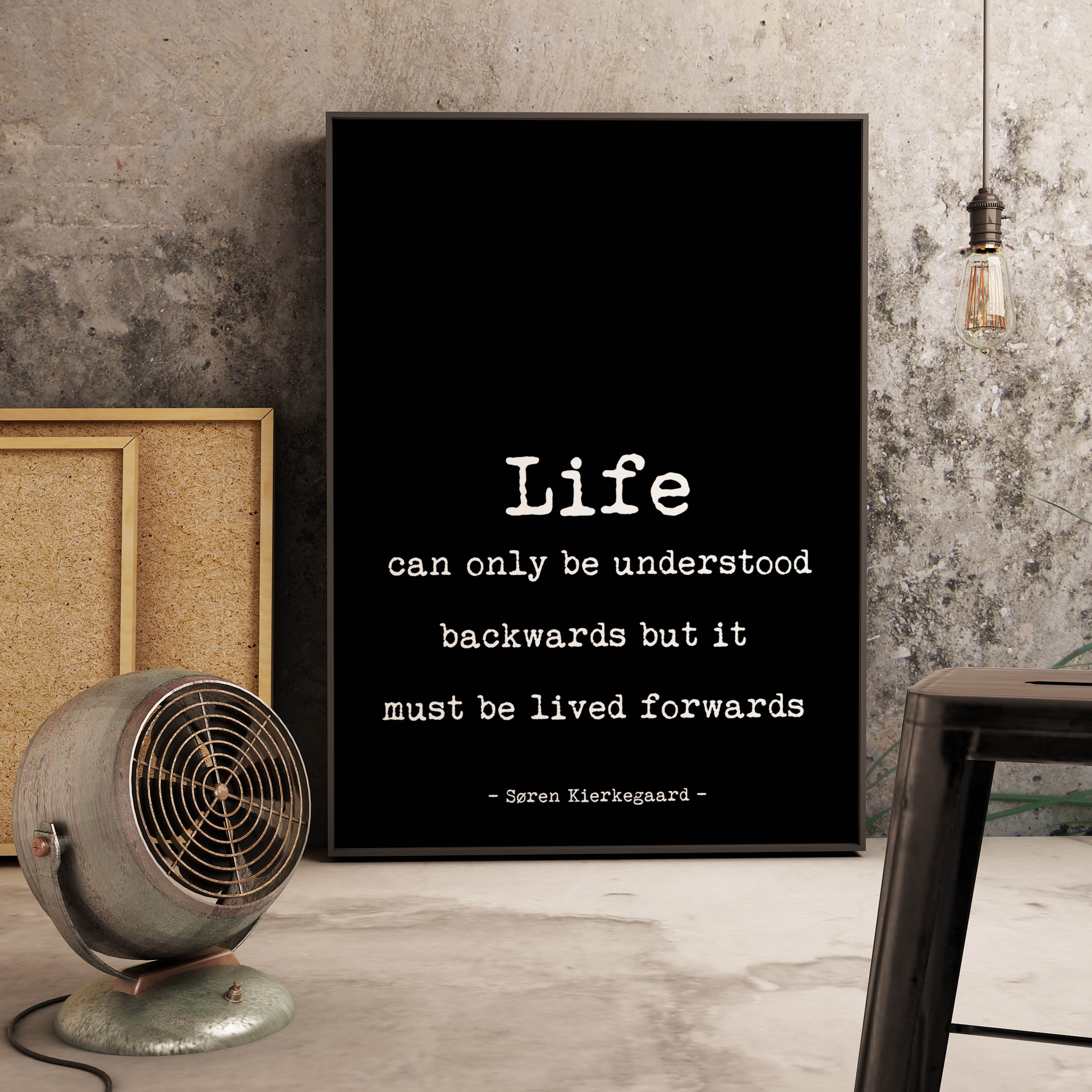 Soren Kierkegaard Quote Print , Life can only be understood backwards , Psychology Art Print, Philosopher Print with Quotation, Unframed - BookQuoteDecor