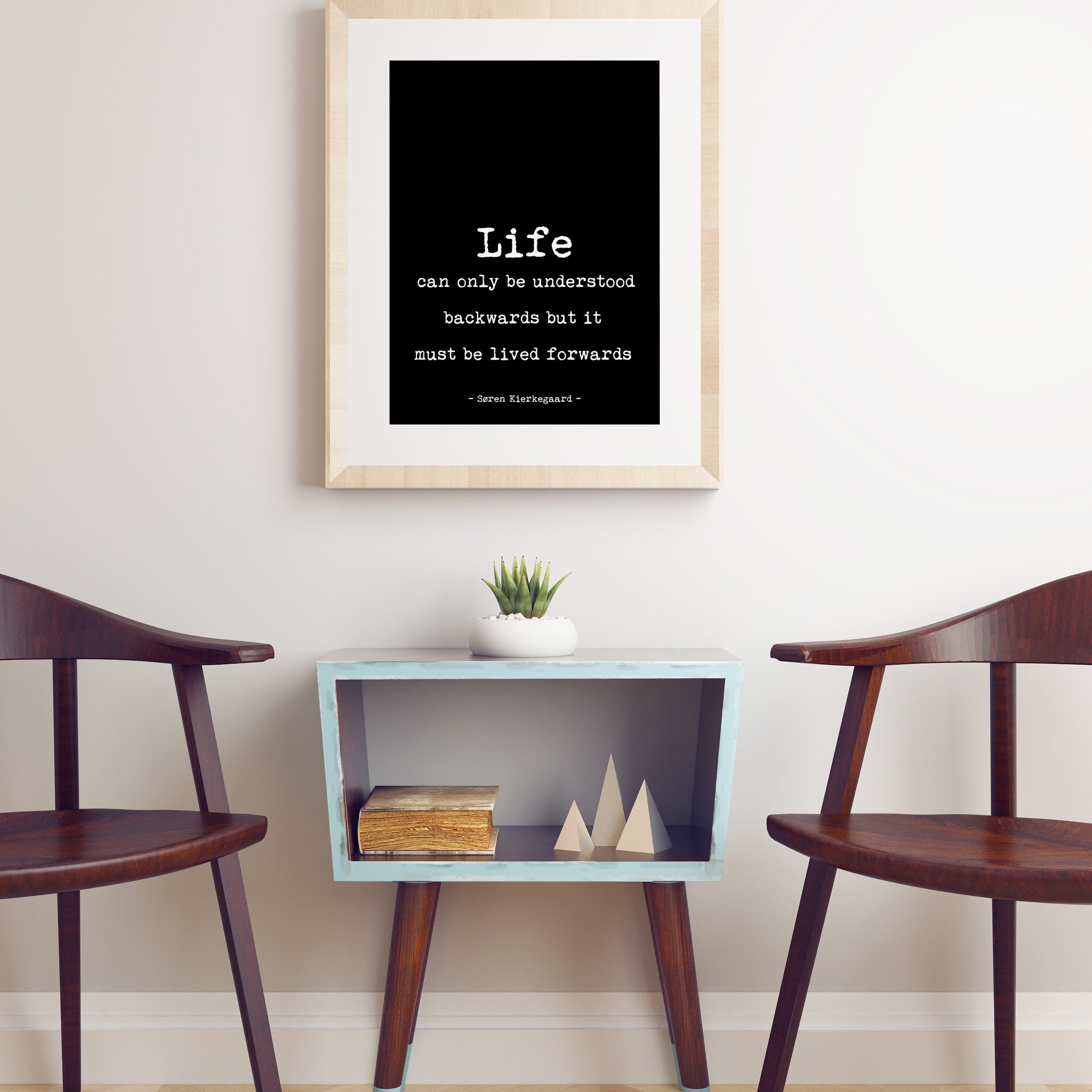 Soren Kierkegaard Quote Print , Life can only be understood backwards , Psychology Art Print, Philosopher Print with Quotation, Unframed - BookQuoteDecor