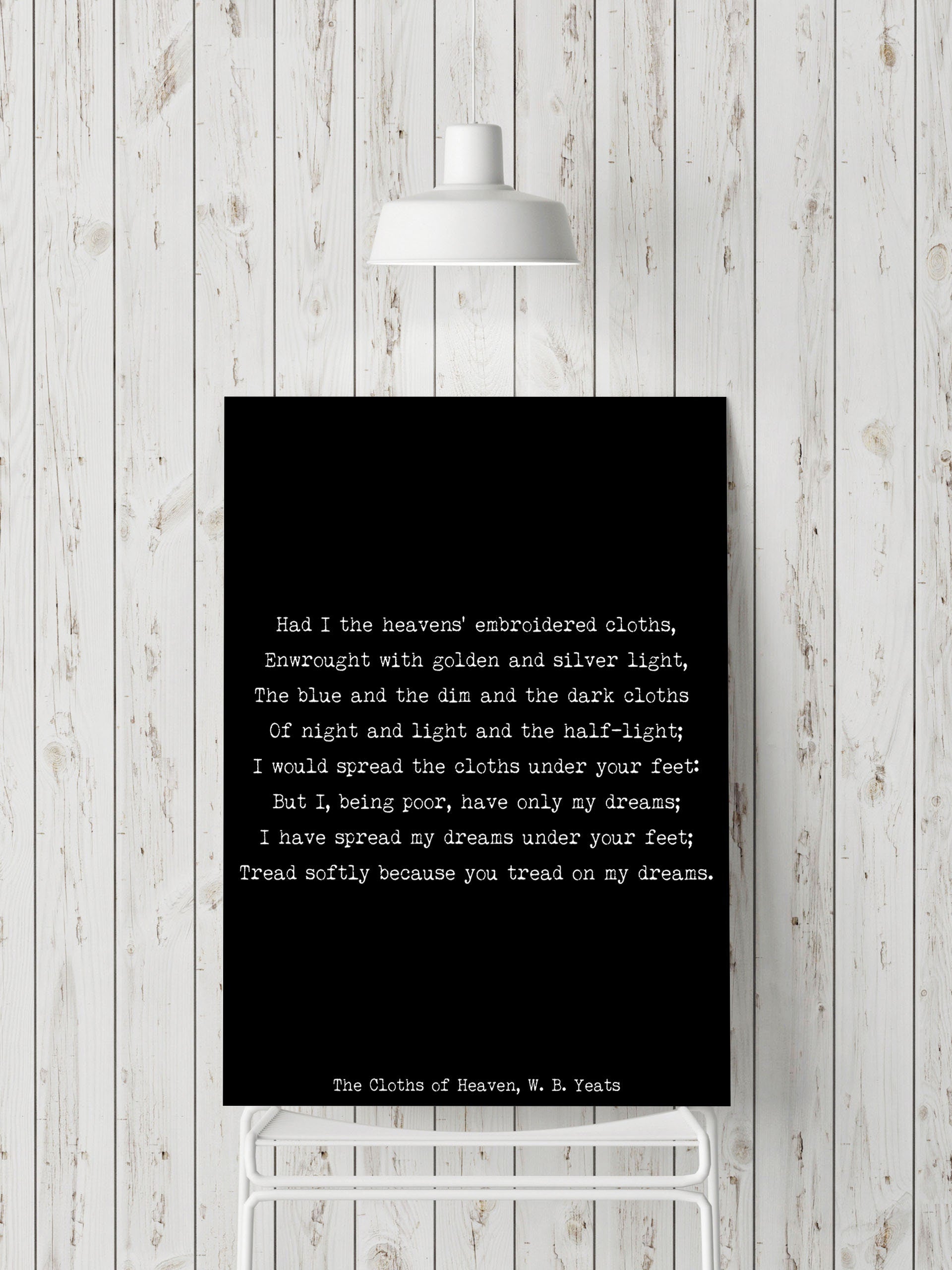 W B Yeats The Cloths Of Heaven Poem Wall Art Prints, Unframed Romantic Art Bedroom Wall Decor