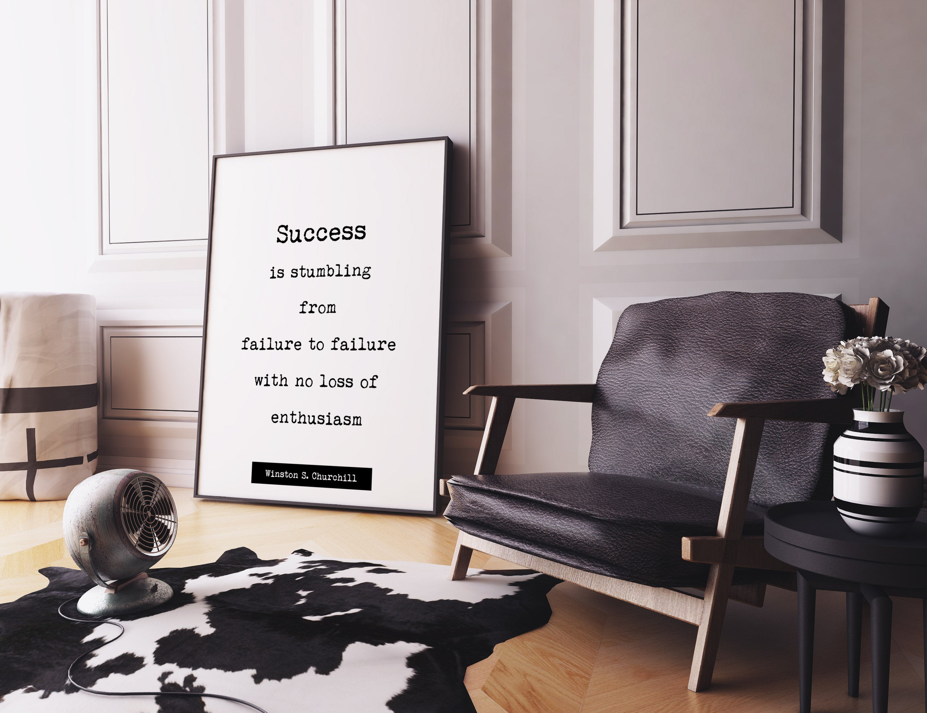 Winston Churchill  Quote Print, Success is stumbling from failure to failure. Life Quote Modern Minimalist Art Inspirational, Unframed art - BookQuoteDecor